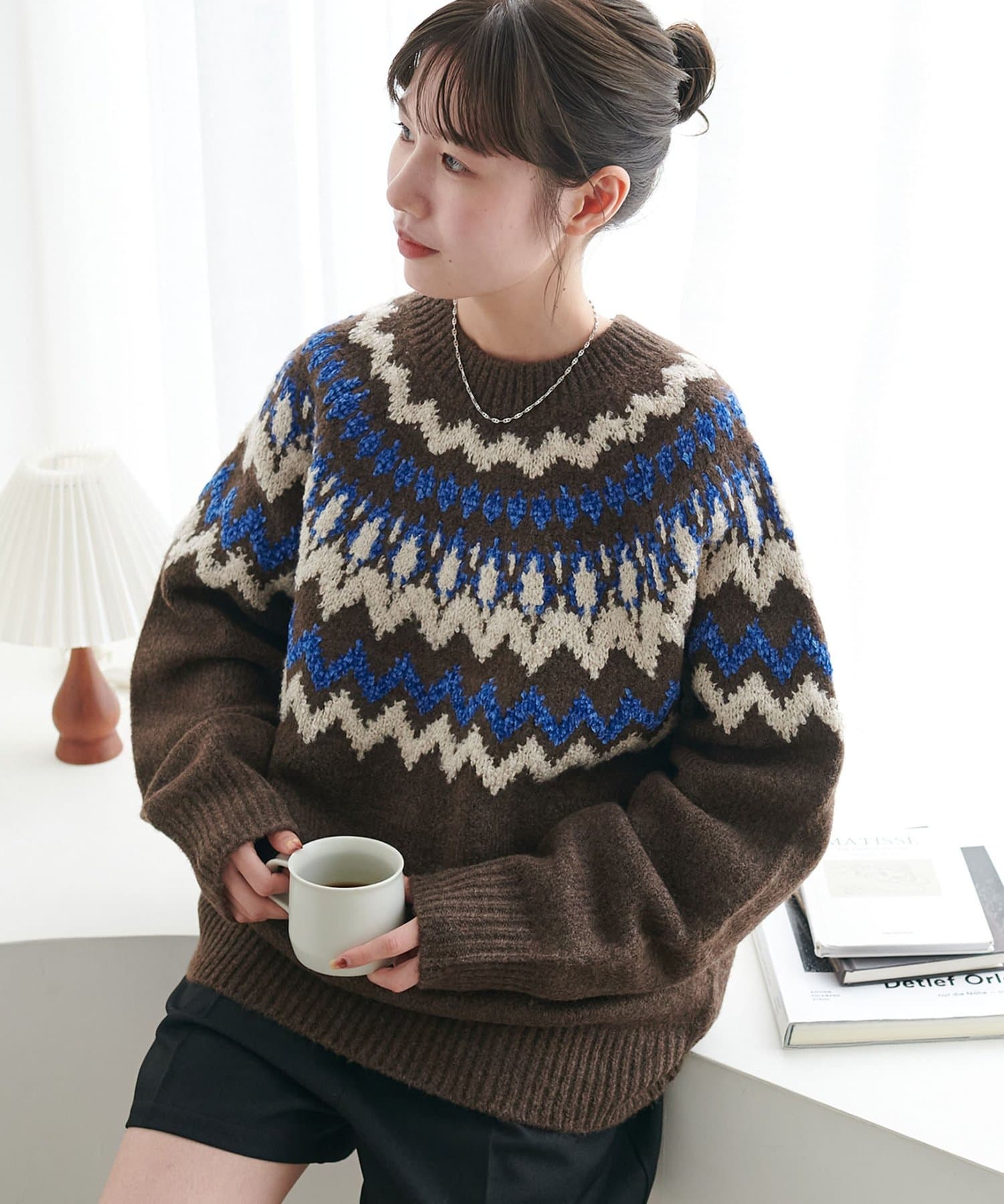 DISCOAT(ディスコート) 【暖かおしゃれ見え/ユニセックス】求心柄オーバーニット