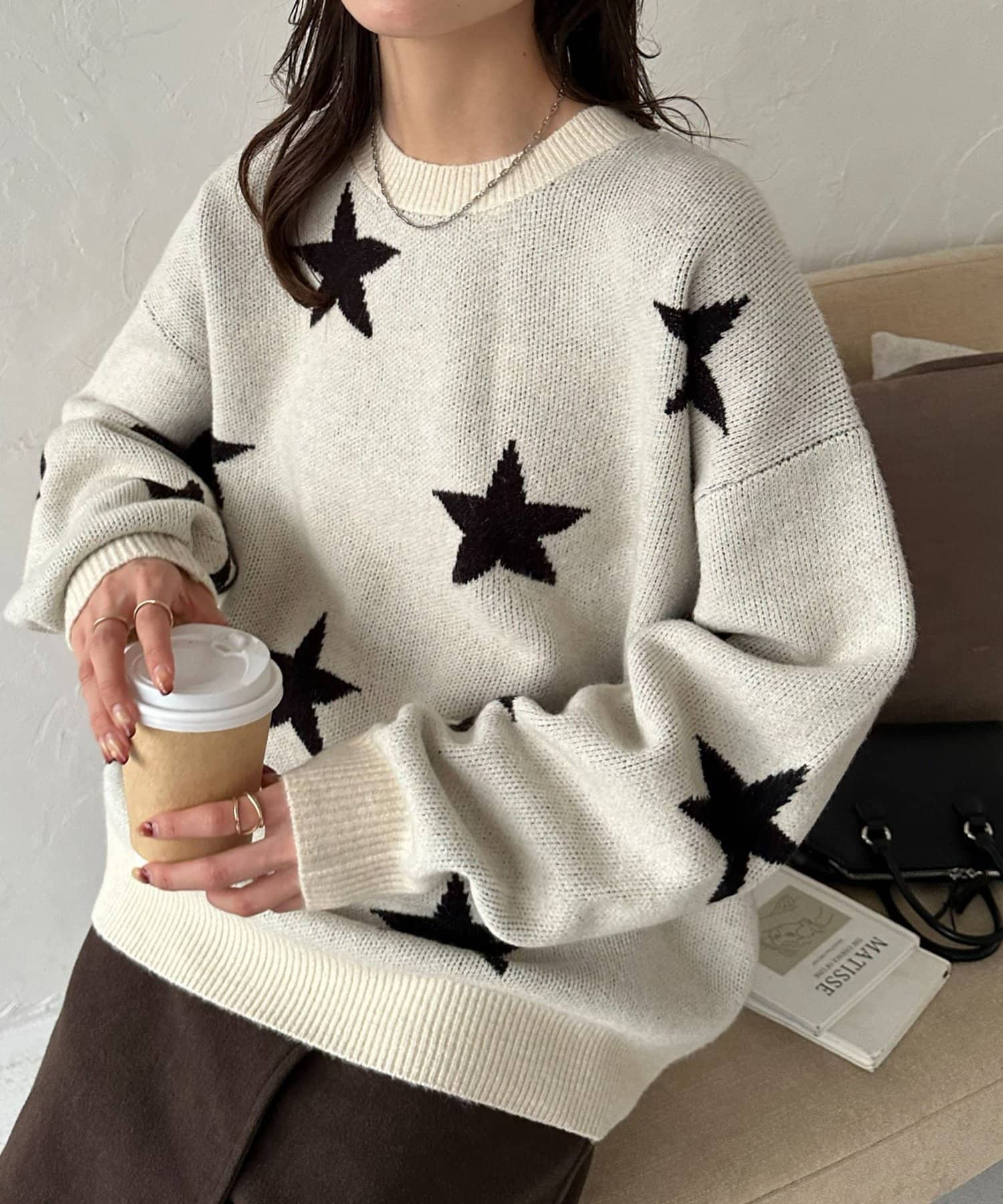 DISCOAT(ディスコート) 【ユニセックス】星柄ジャガードニット