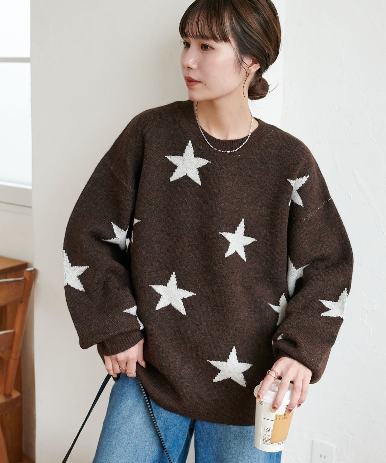 DISCOAT(ディスコート) 【ユニセックス】星柄ジャガードニット