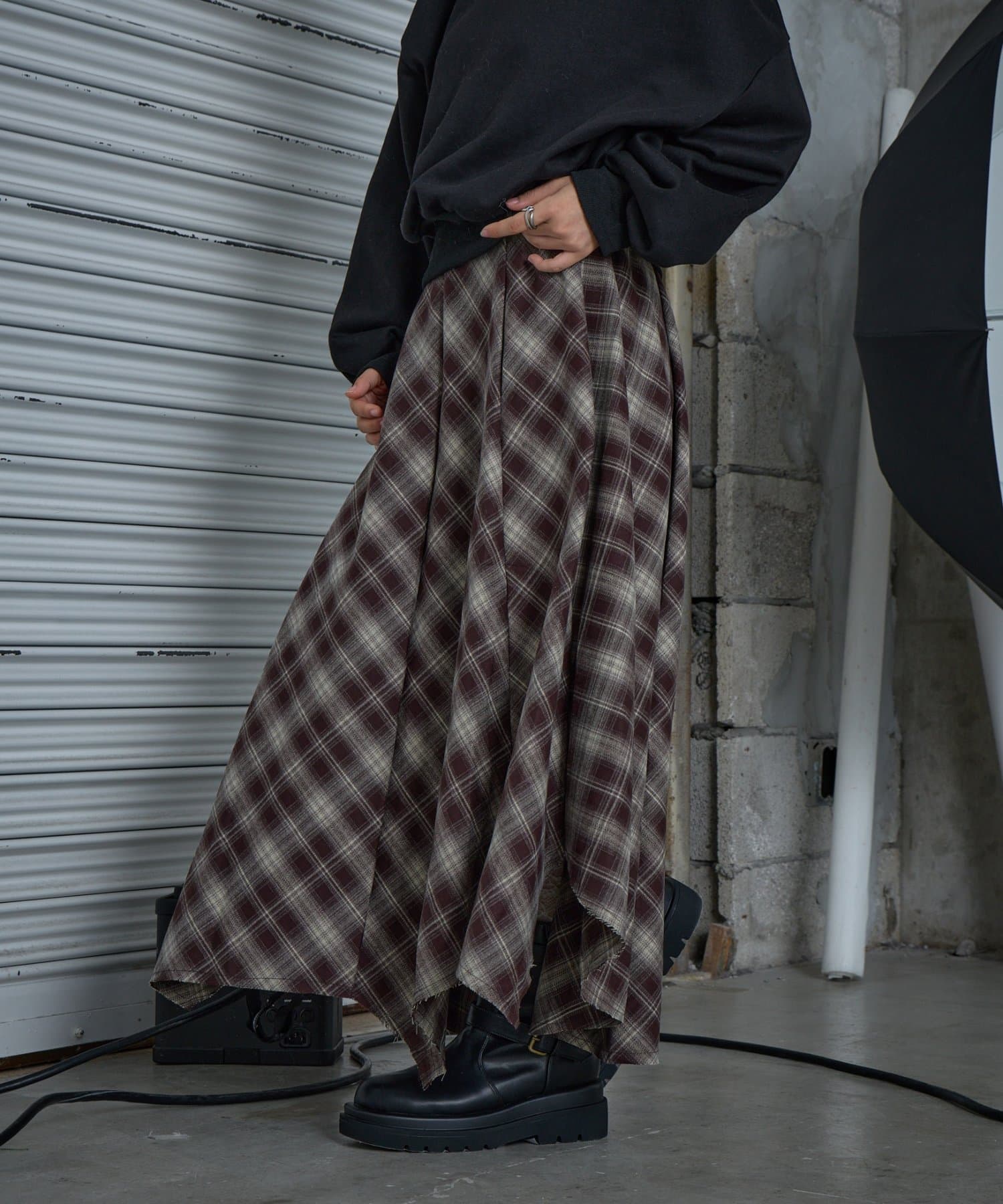 -goocy-(グーシー) チェックヘムスカート