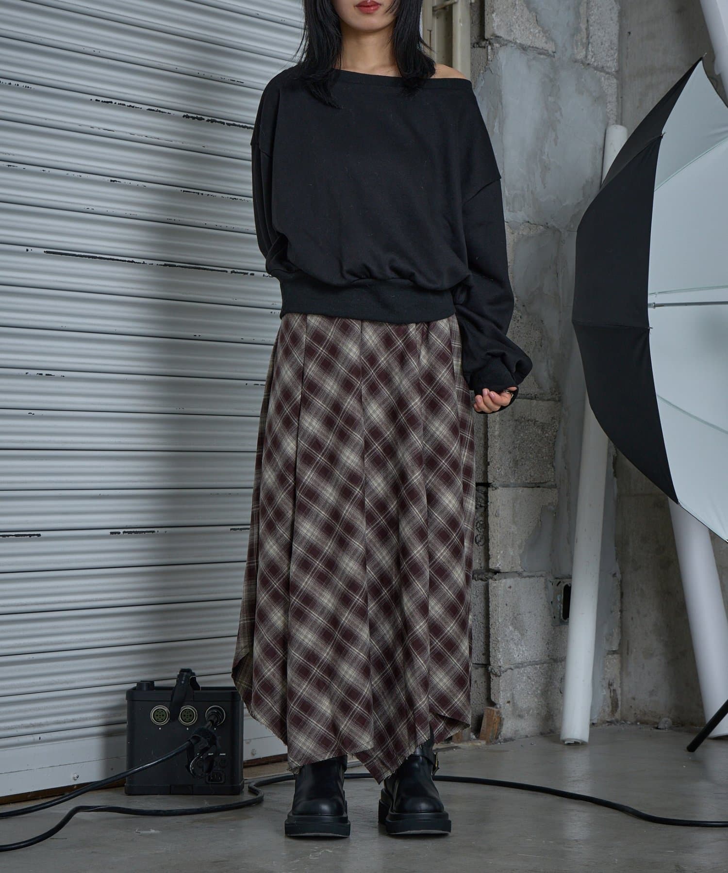 -goocy-(グーシー) チェックヘムスカート