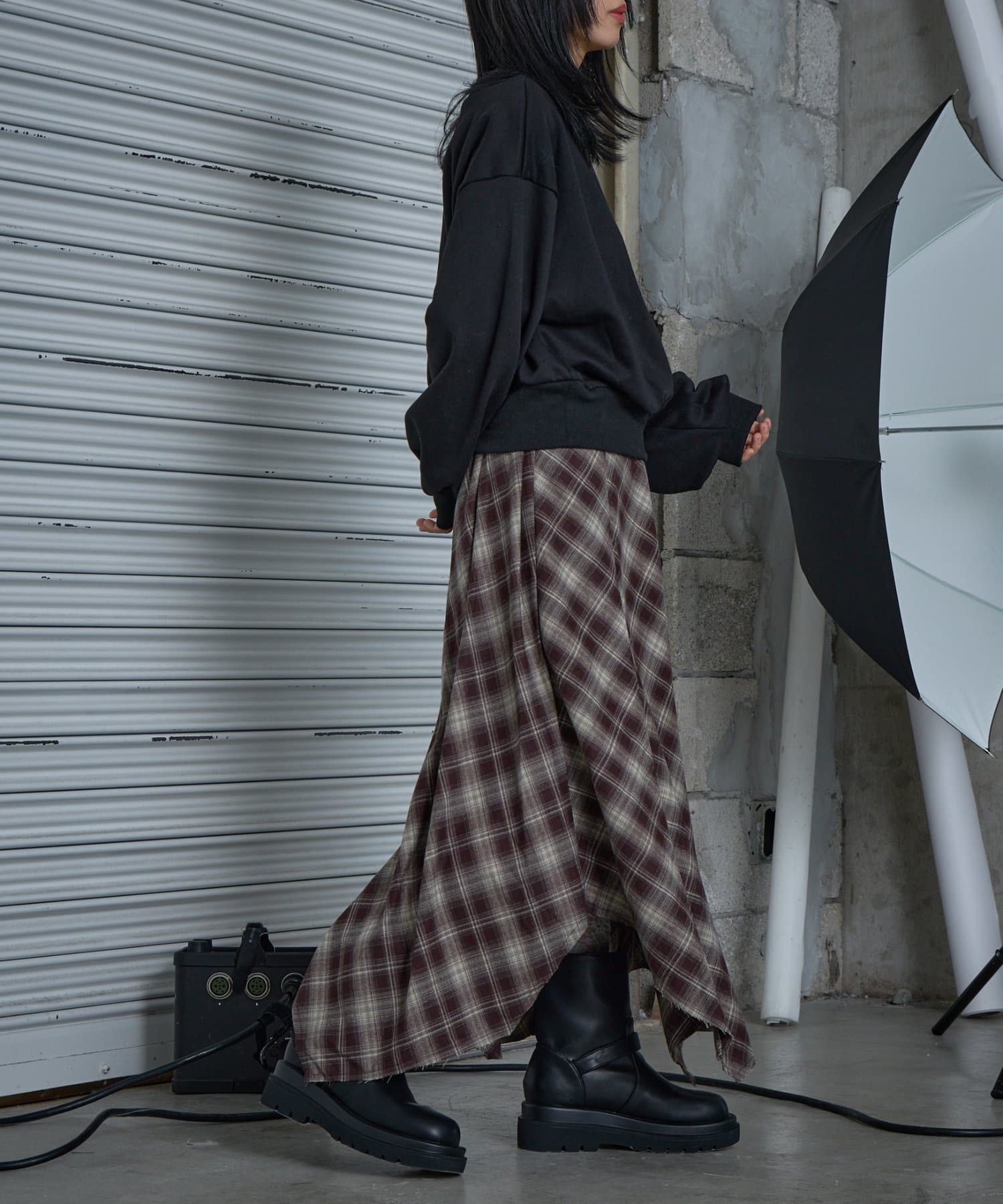 -goocy-(グーシー) チェックヘムスカート