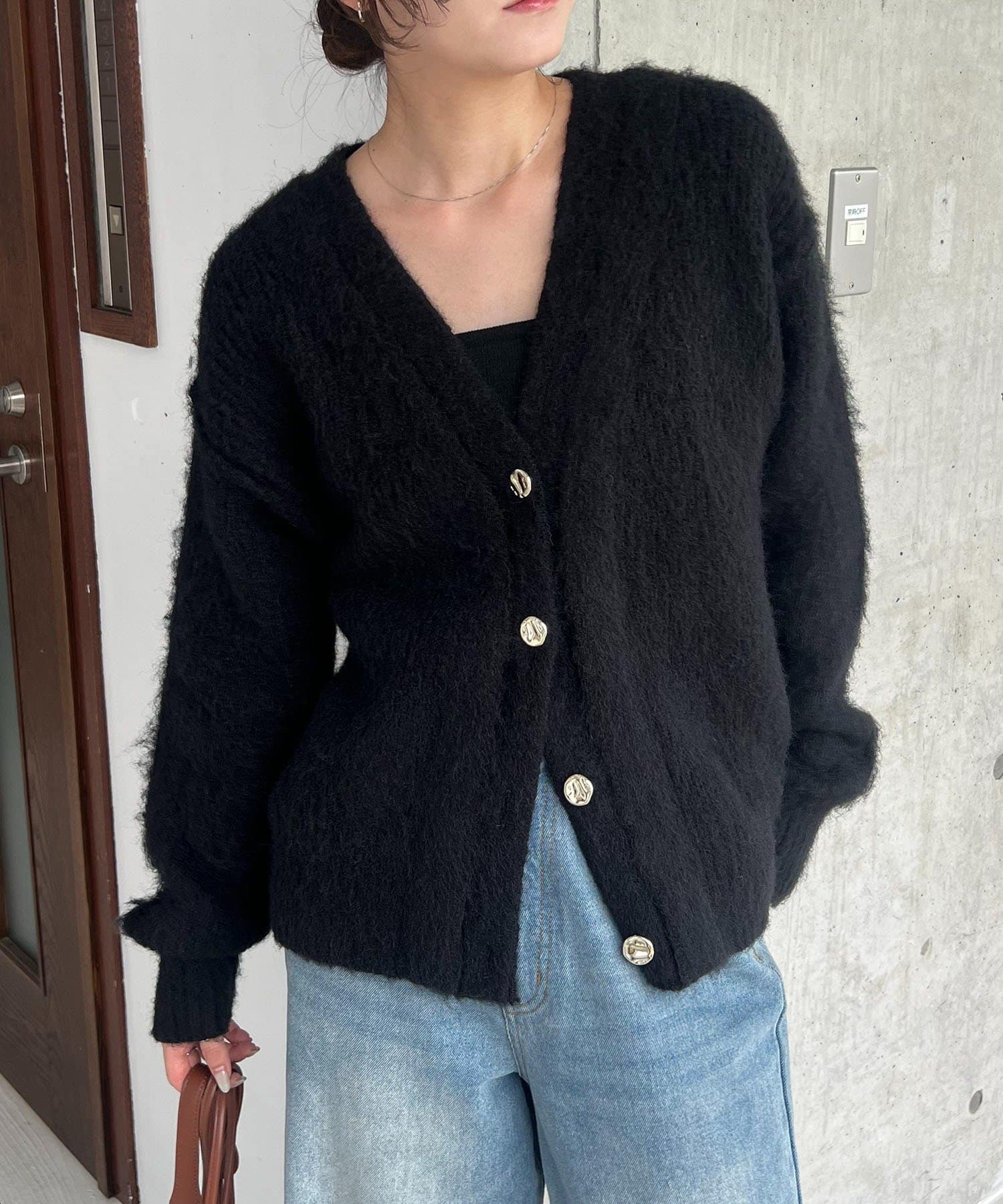 CAPRICIEUX LE'MAGE(カプリシュレマージュ) 【HAPPY BAG対象】ニュアンスボタンレイヤード風カーディガン