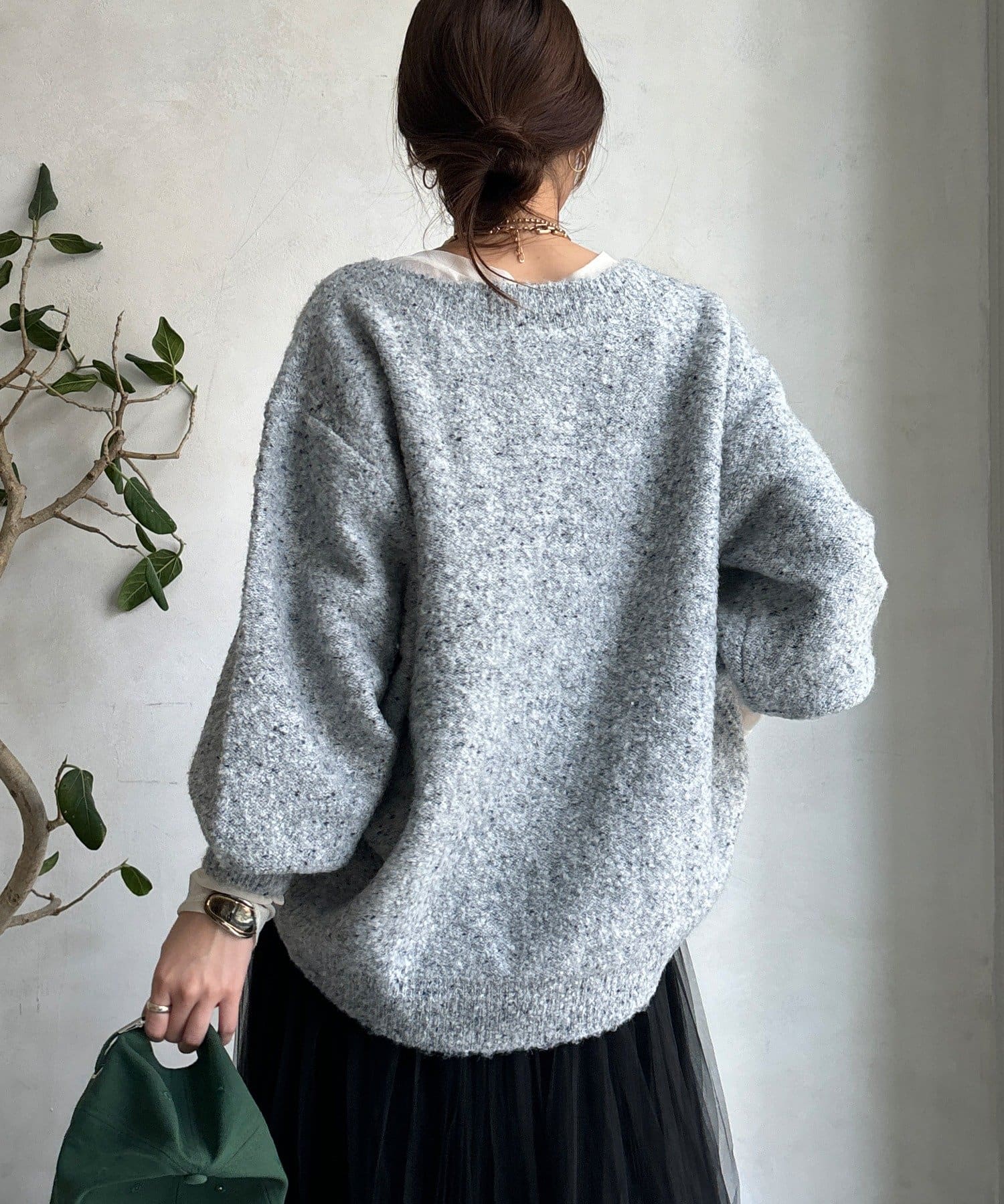 DOUDOU(ドゥドゥ) MIXヤーンボートネックプルオーバー