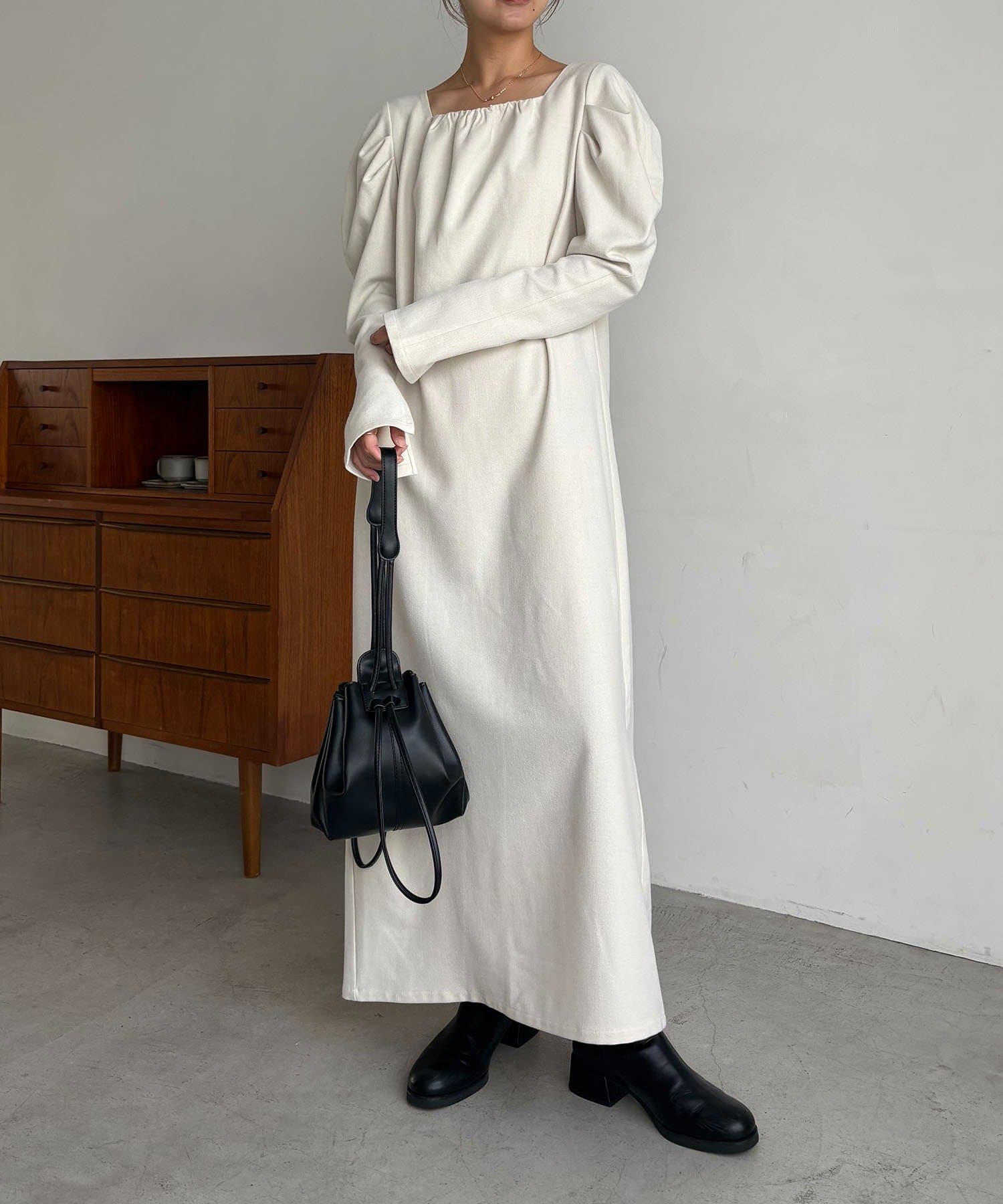 CAPRICIEUX LE'MAGE(カプリシュレマージュ) 【HAPPY BAG対象】スクエアパフワンピース