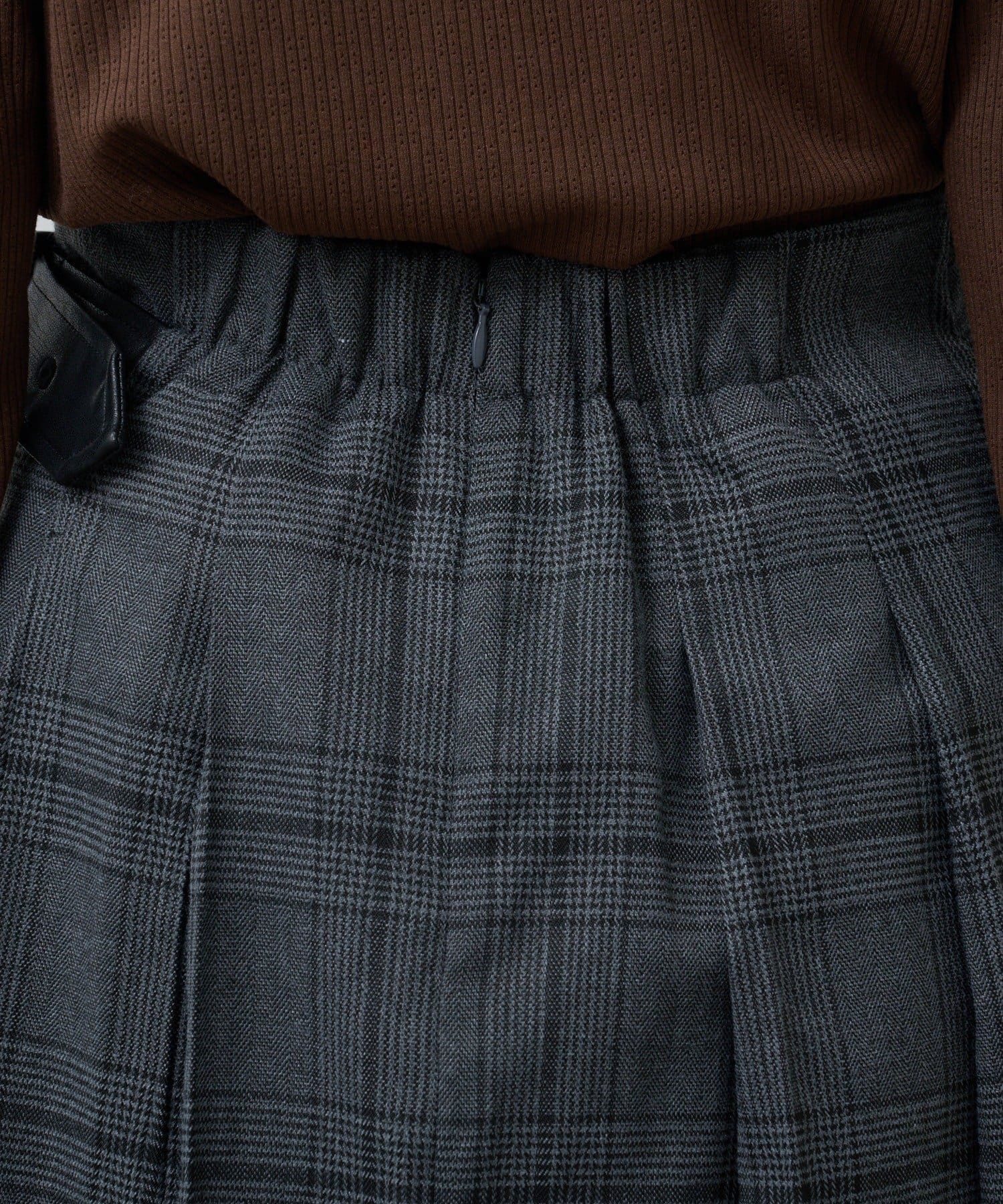 Kastane(カスタネ) 【チェック&無地/一部店舗限定】ベルトプリーツミドルスカート