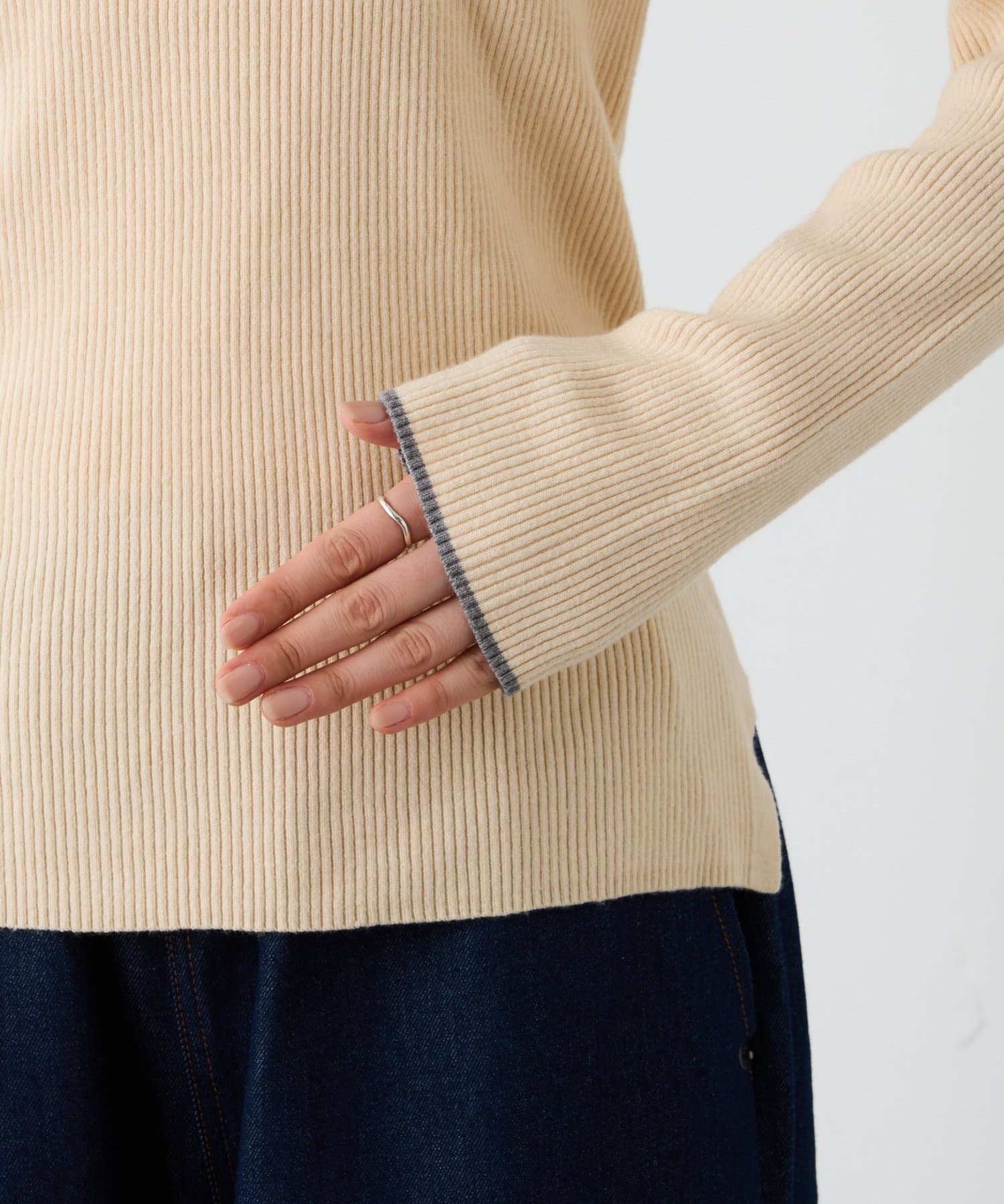 CIAOPANIC TYPY(チャオパニックティピー) ヘンリーネック配色アンチピリングニット