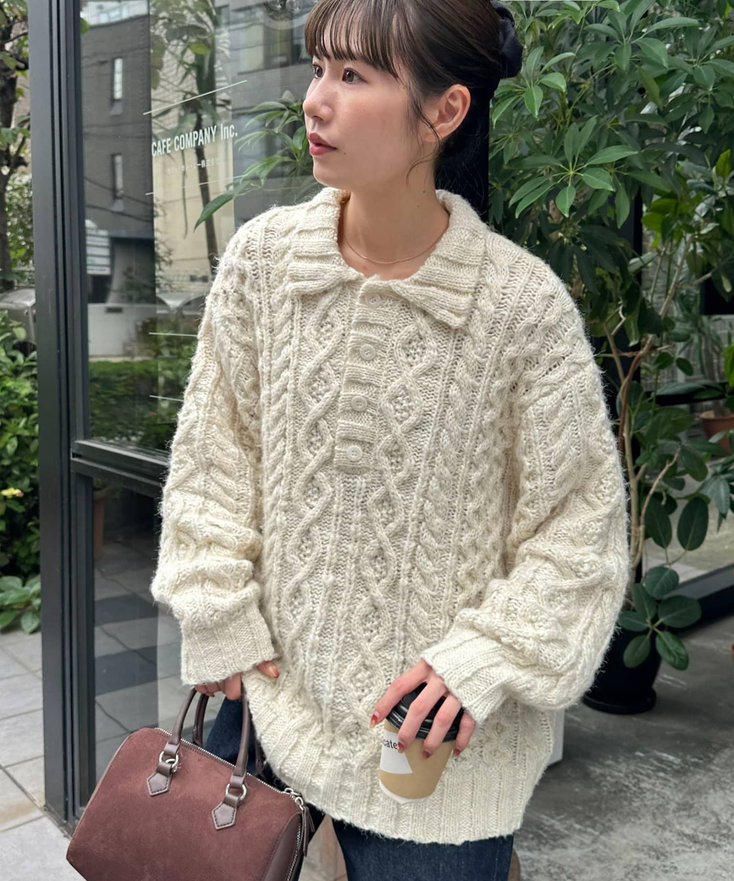 DISCOAT(ディスコート) 【ユニセックス】ケーブルニットポロ