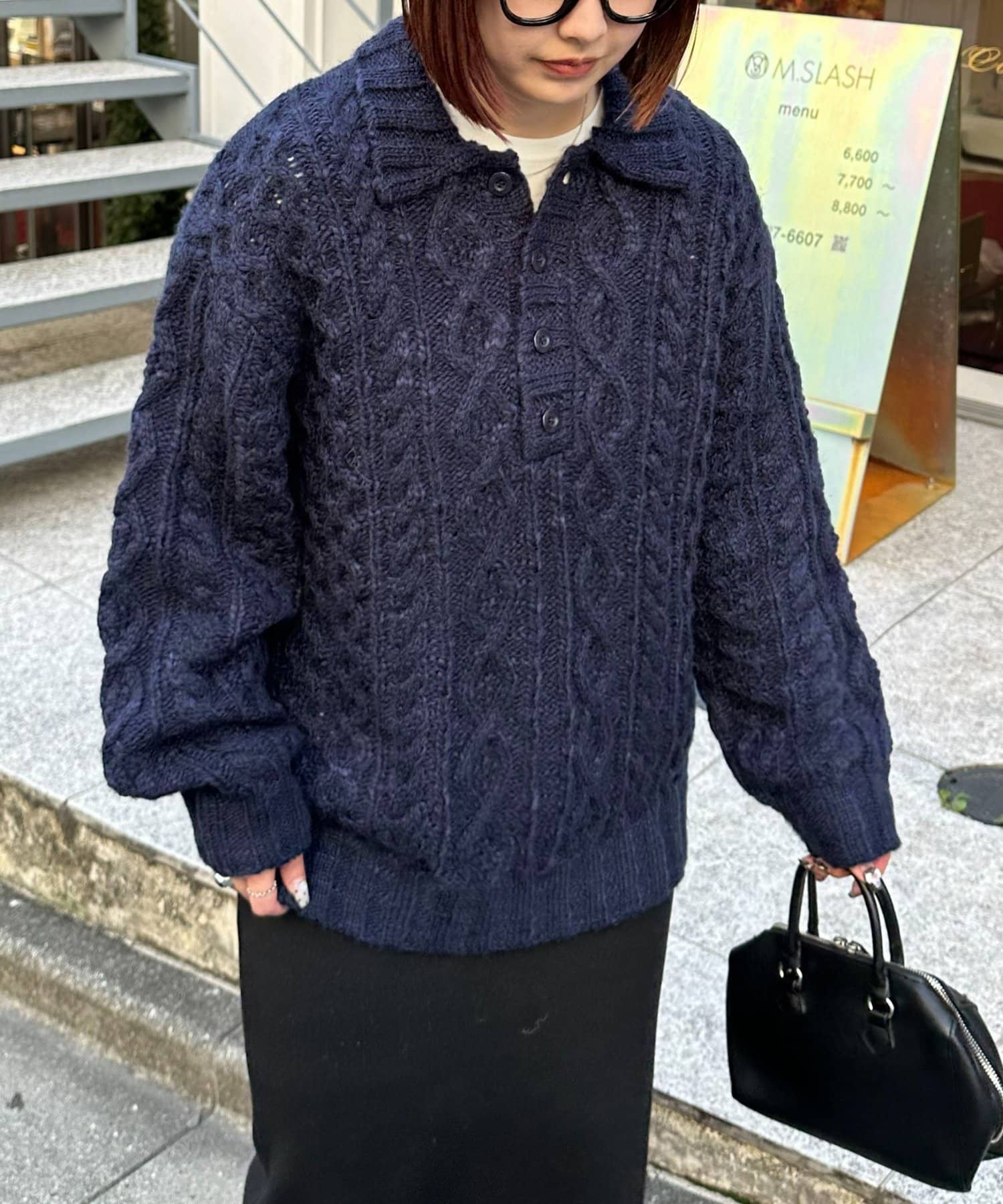 DISCOAT(ディスコート) 【ユニセックス】ケーブルニットポロ