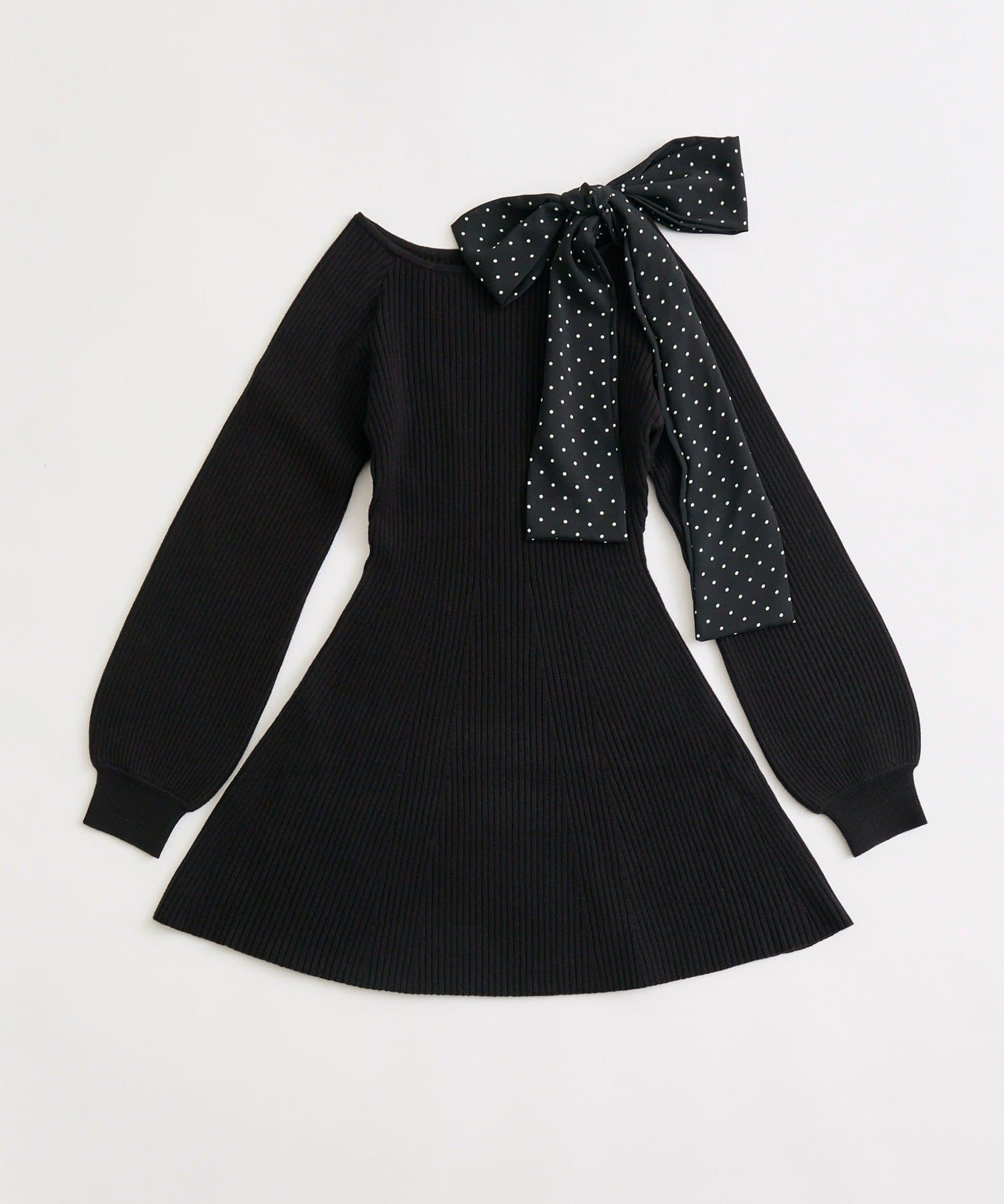 OLIVE des OLIVE(オリーブ デ オリーブ) 肩リボンドロストニットワンピ