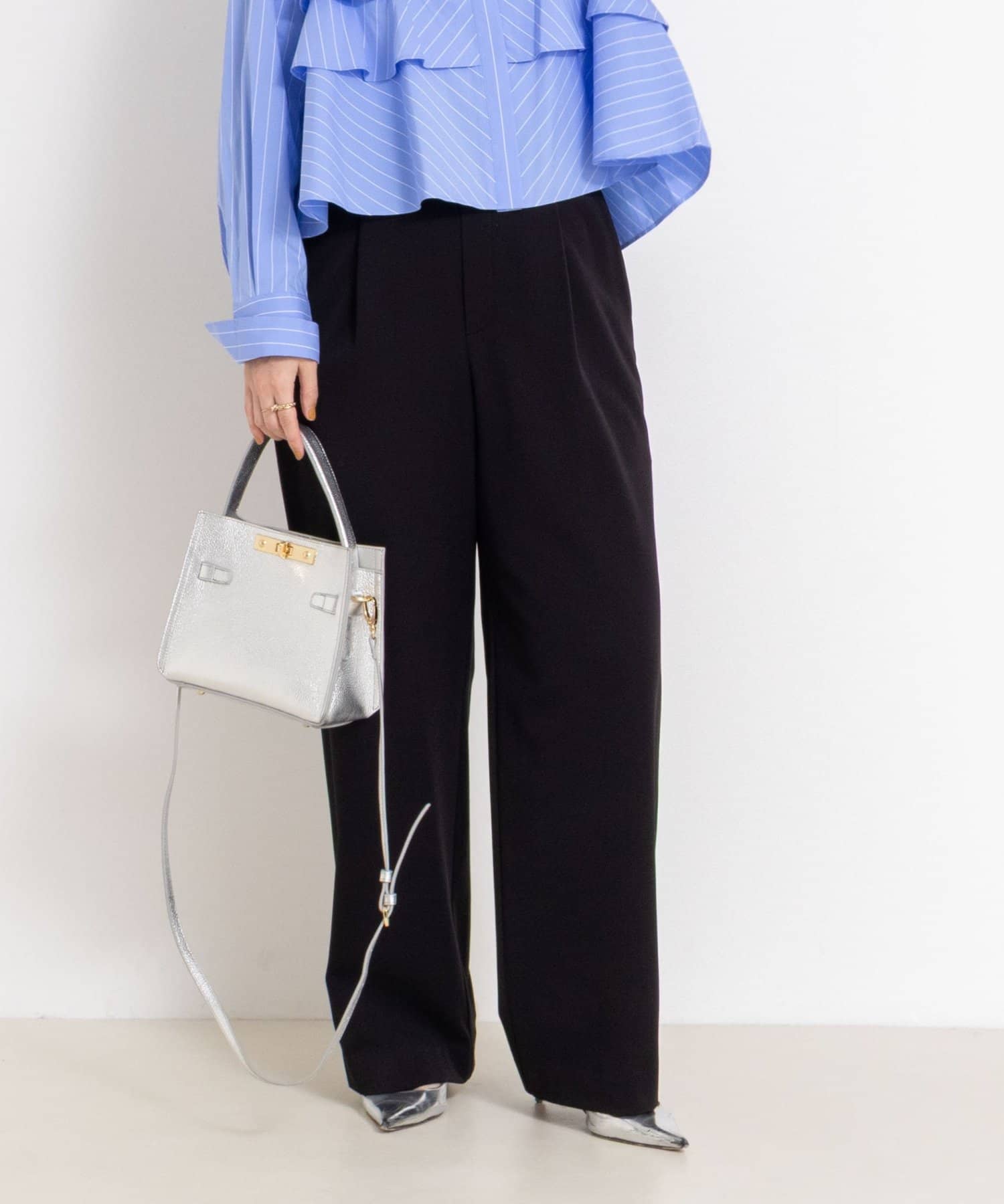 NOLLEY'S(ノーリーズ) ウォッシャブル裏起毛イージーワイドパンツ