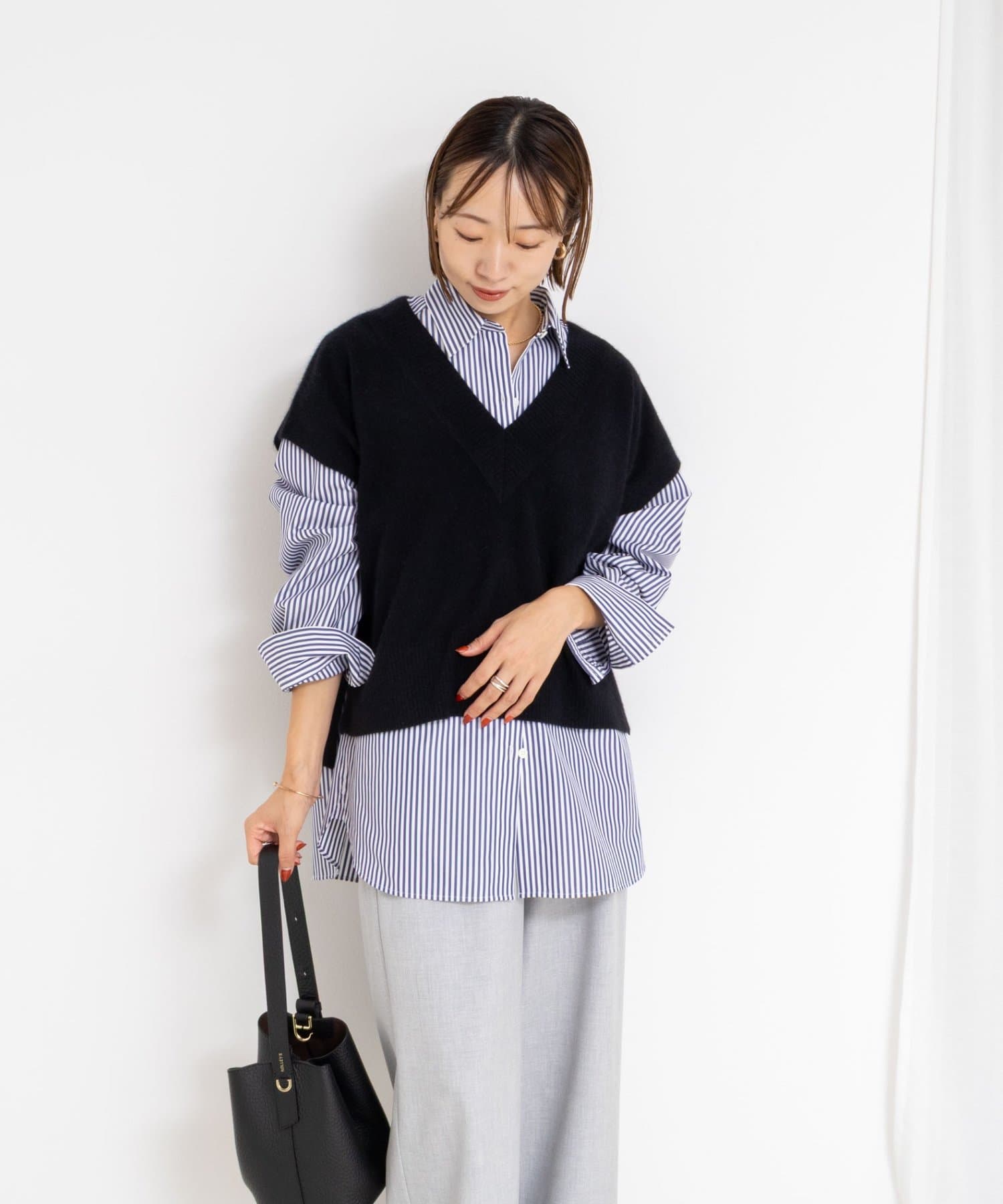 NOLLEY'S(ノーリーズ) ウォッシャブルヘアリーＶネックベスト