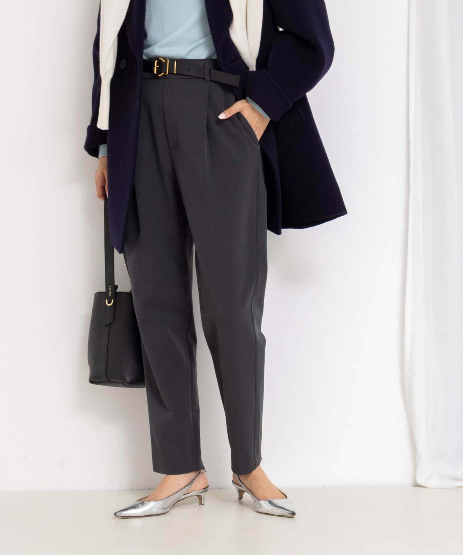 NOLLEY'S(ノーリーズ) ウォッシャブル裏起毛イージーテーパードパンツ