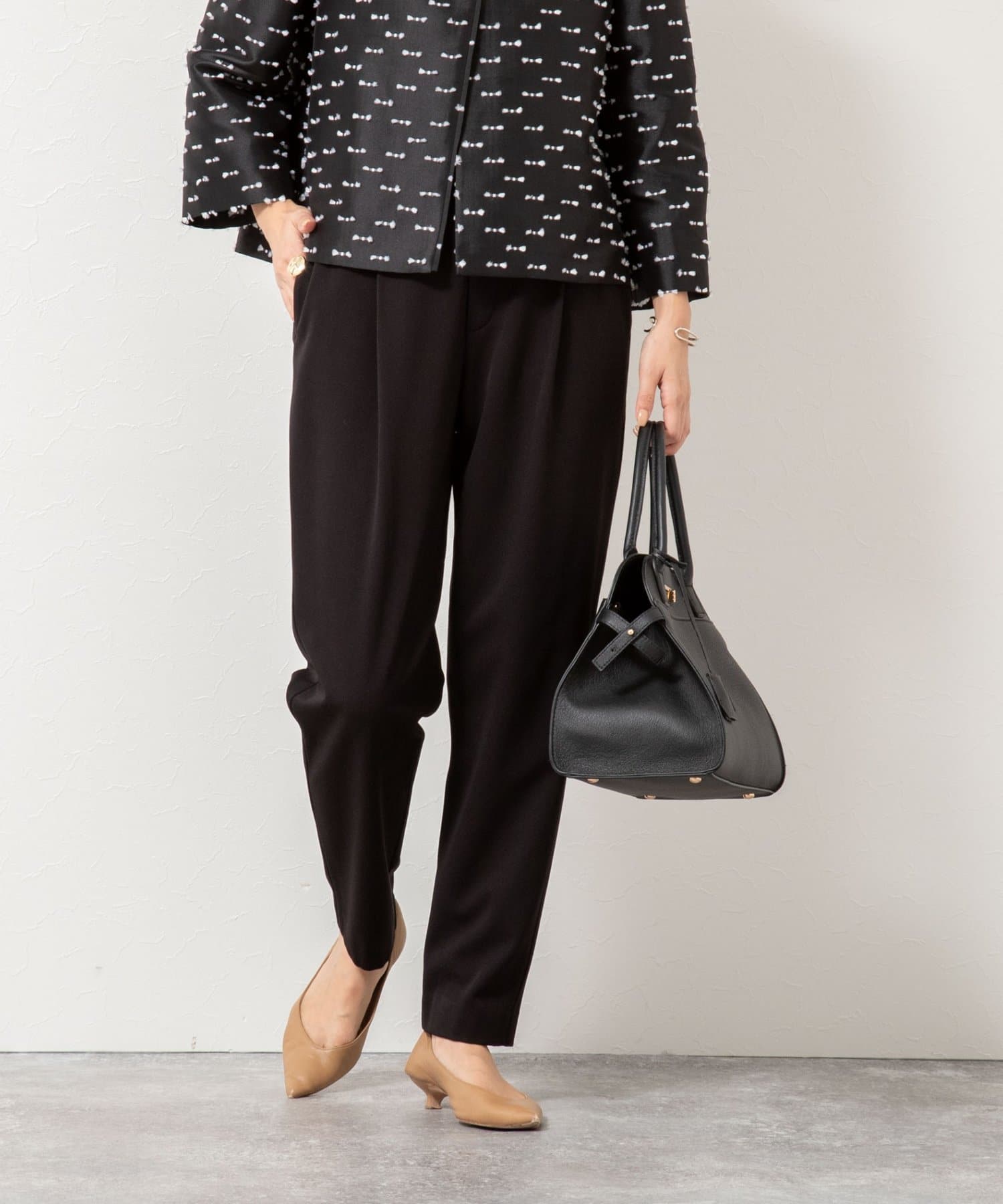 NOLLEY'S(ノーリーズ) ウォッシャブル裏起毛イージーテーパードパンツ