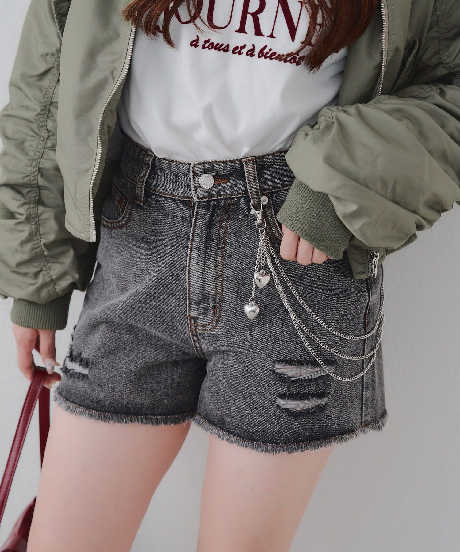 NICE CLAUP / OLIVE des OLIVE OUTLET(ナイスクラップ  / オリーブ デ オリーブ アウトレット) 【RMAF】ハートチェーン付きショートパンツ