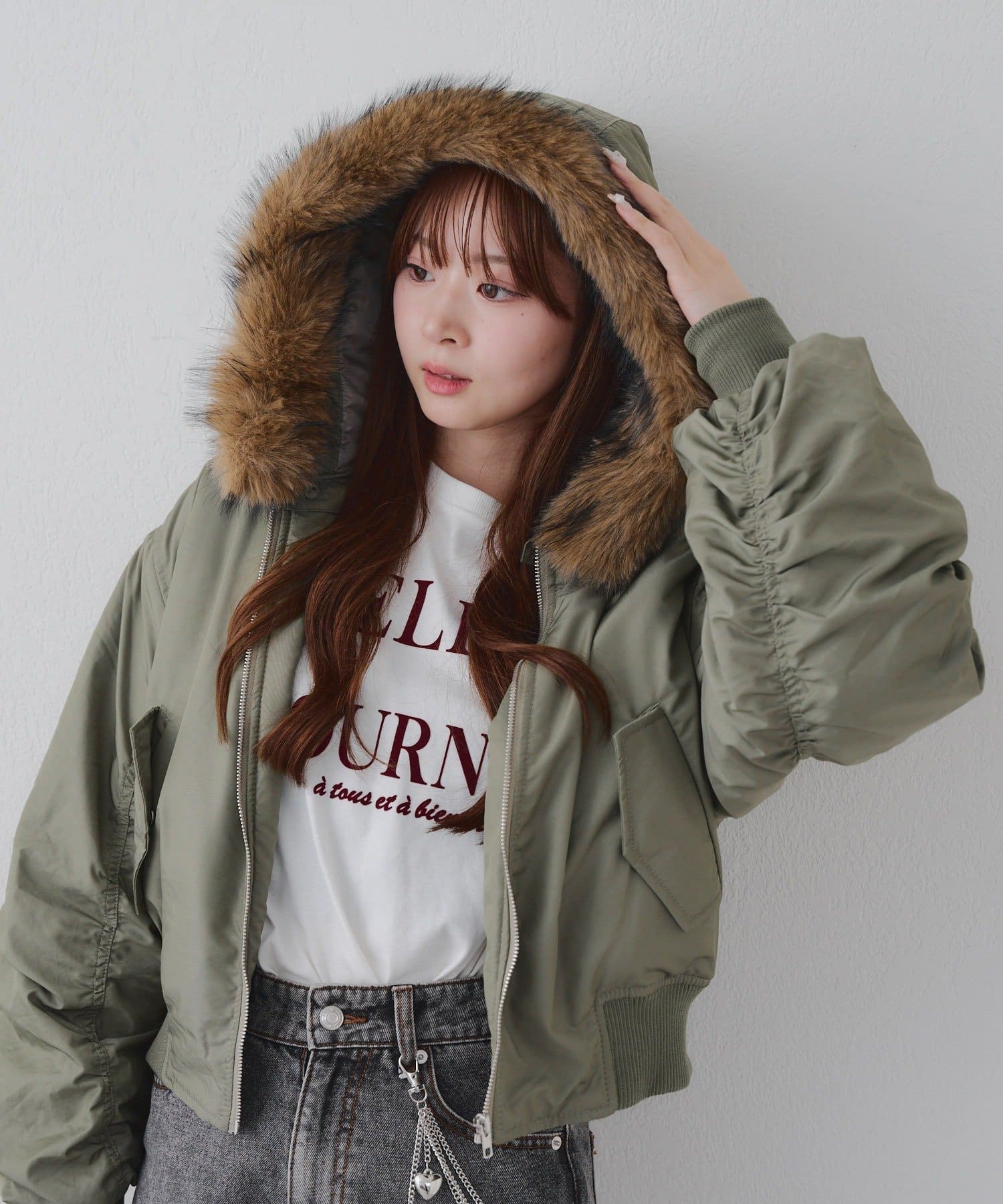 NICE CLAUP / OLIVE des OLIVE OUTLET(ナイスクラップ  / オリーブ デ オリーブ アウトレット) 【RMAF】フェイクファー付ＭＡ－１