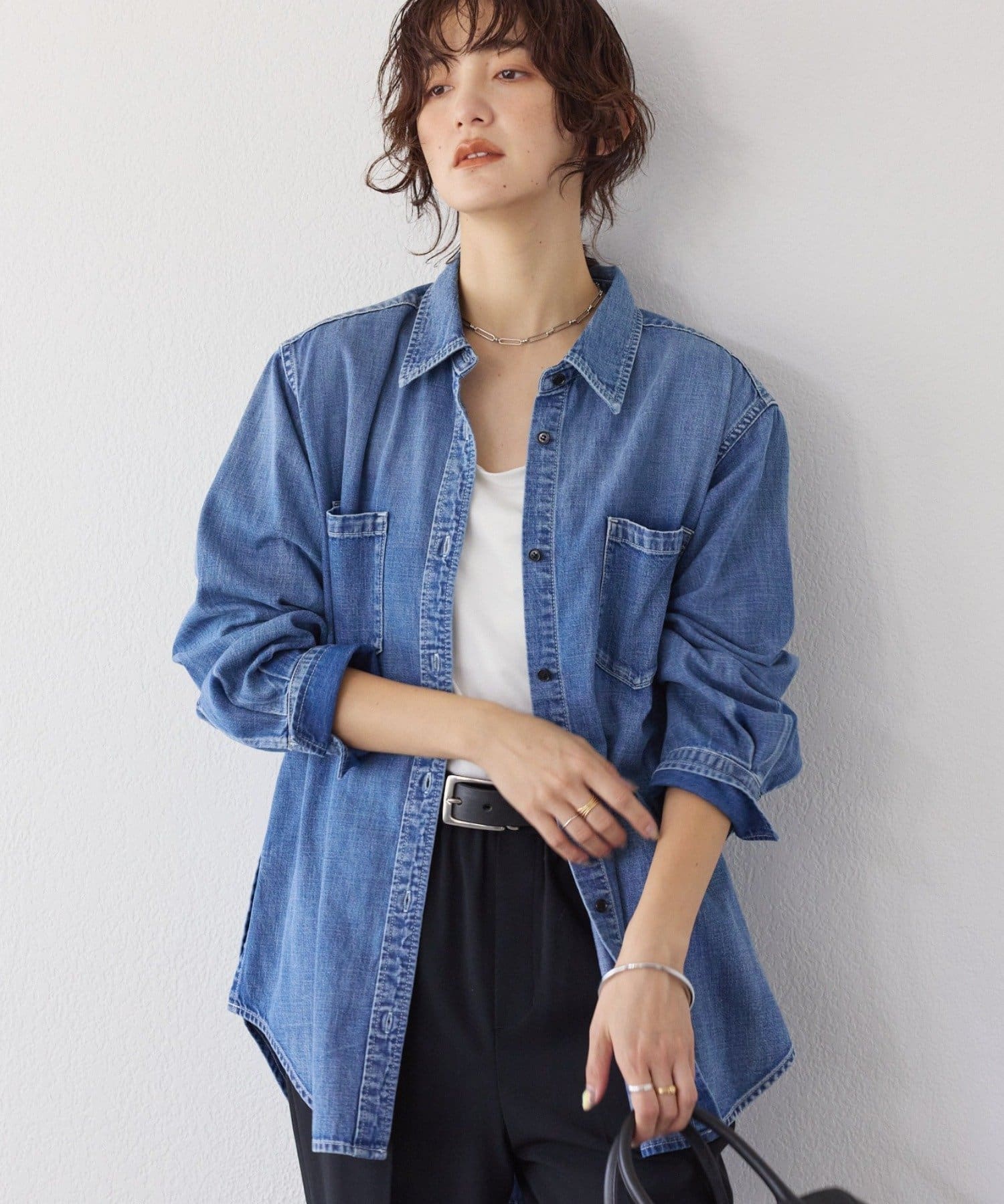 RIVE DROITE(リヴドロワ) 予約【RIMH（リムエイチ）】ショルダーパッドロングシャツ/1月下旬お届け予定