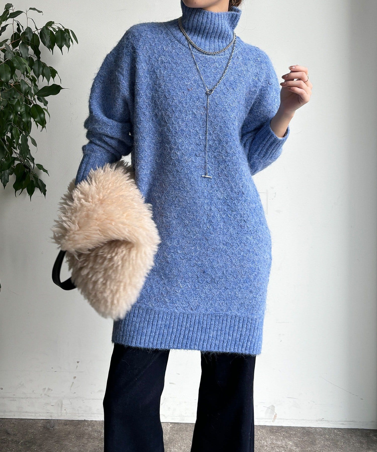 DOUDOU(ドゥドゥ) 【WEB限定】クロス編みタートルチュニック