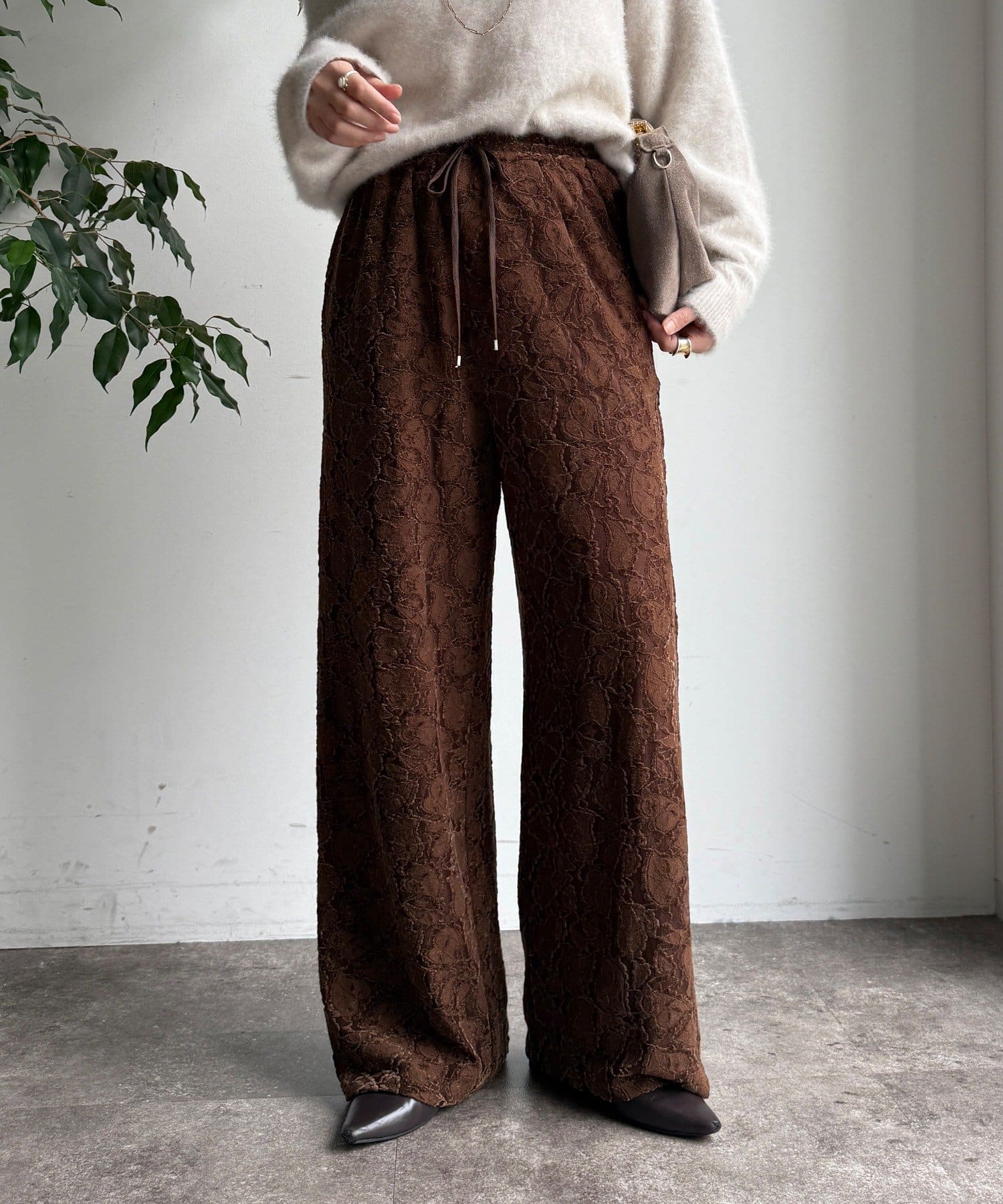 DOUDOU(ドゥドゥ) 【WEB限定】起毛レースイージーパンツ