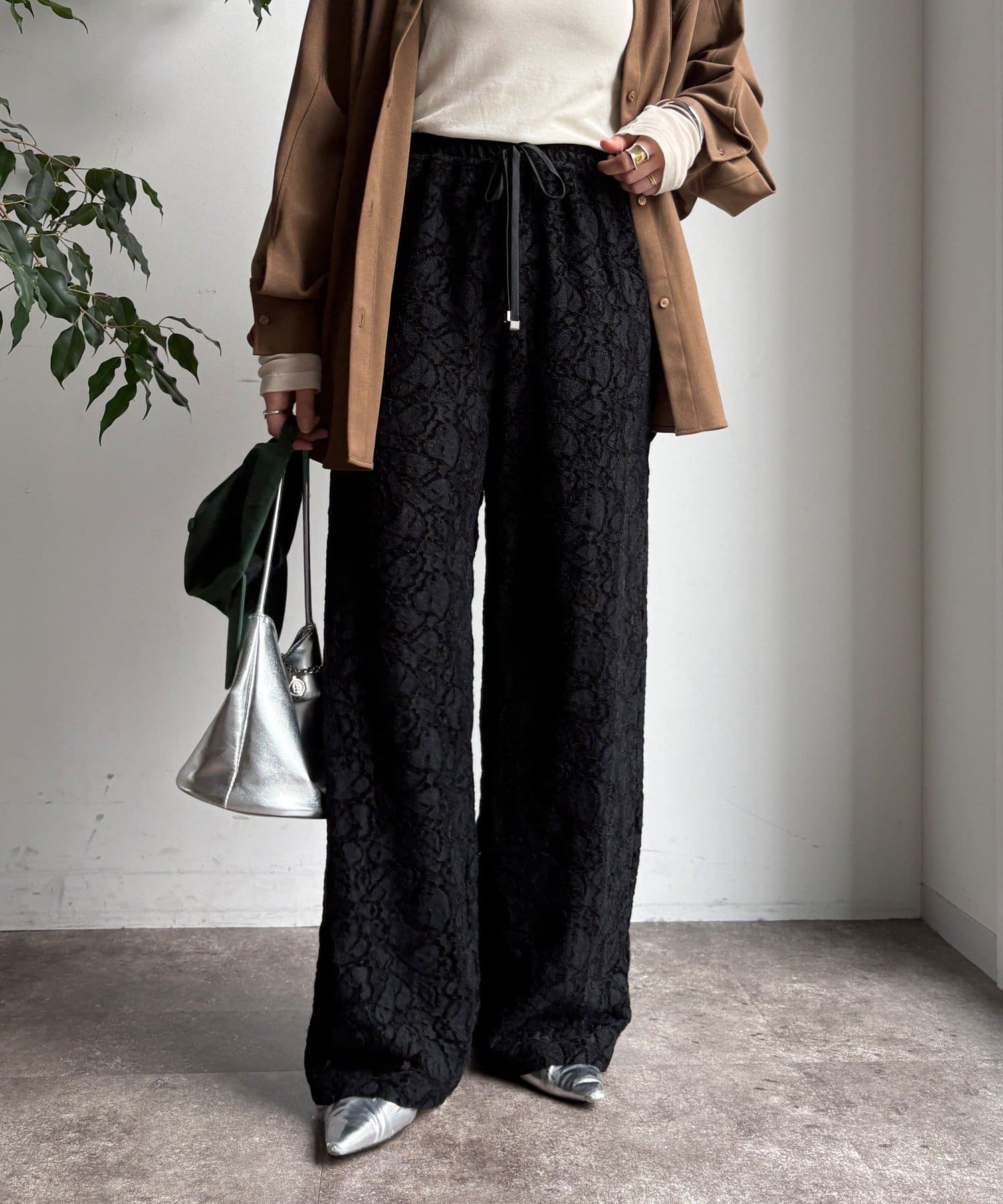 DOUDOU(ドゥドゥ) 【WEB限定】起毛レースイージーパンツ