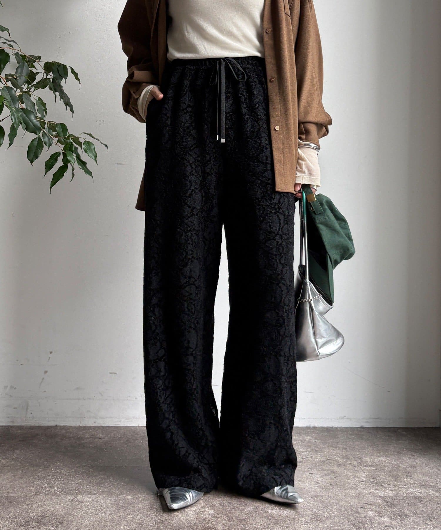 DOUDOU(ドゥドゥ) 【WEB限定】起毛レースイージーパンツ