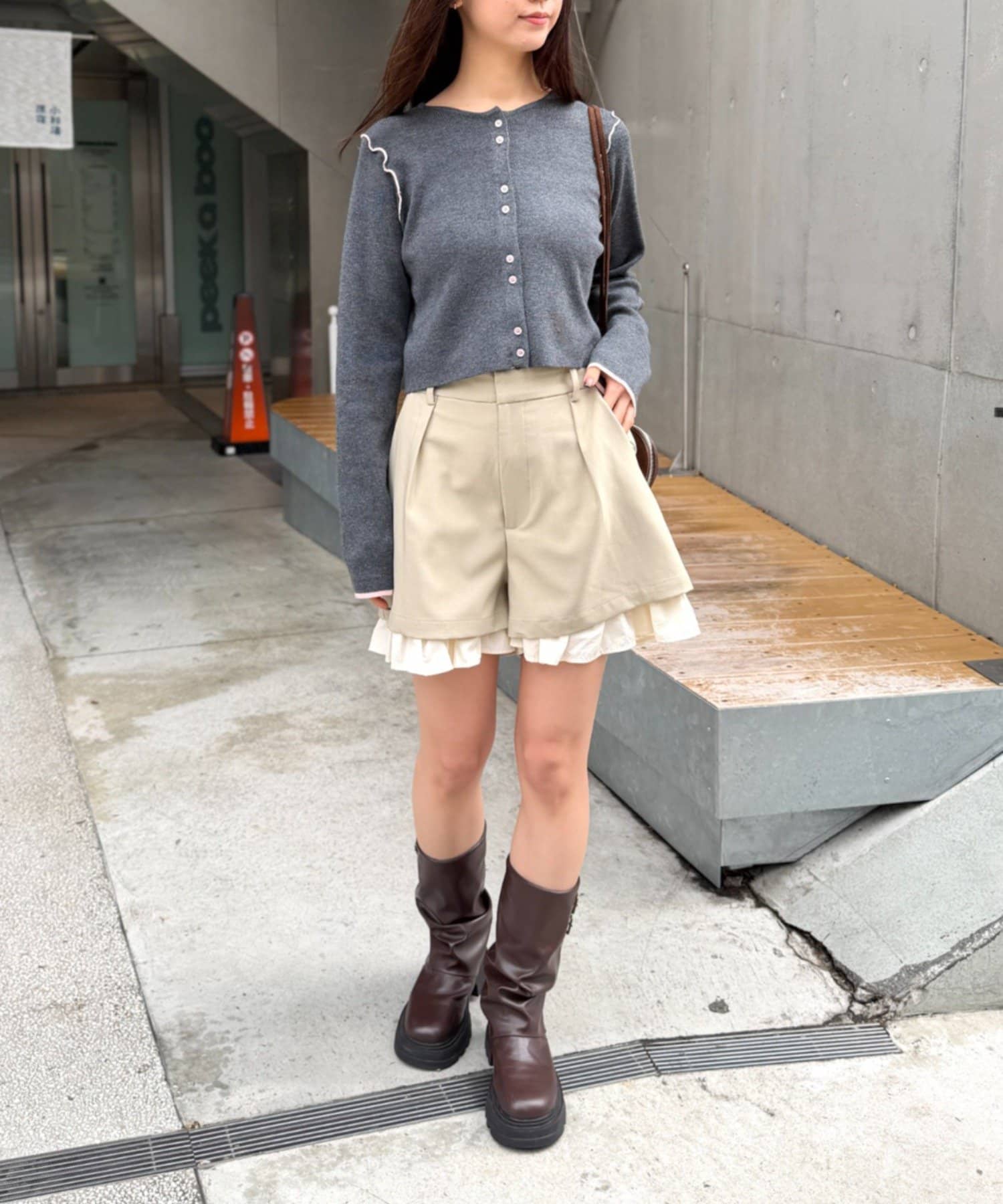 w closet(ダブルクローゼット) 配色パイピングカーディガン