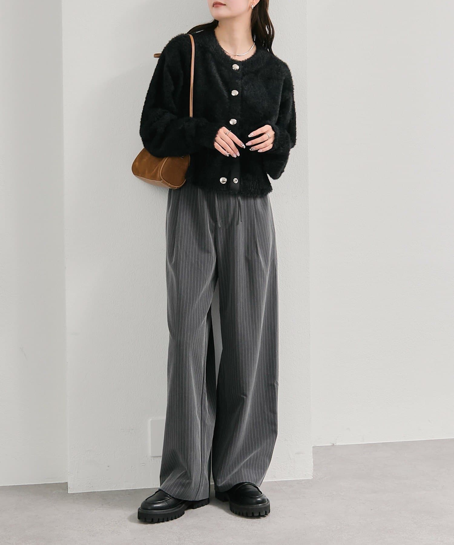 mystic(ミスティック) 《ブラックフライデーおすすめ》【ふわふわの触り心地】ミンクライクジャケットカーディガン