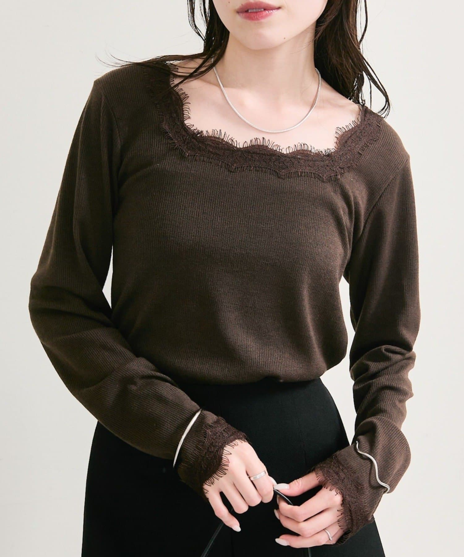 mystic(ミスティック) スクエアネックレースロンT