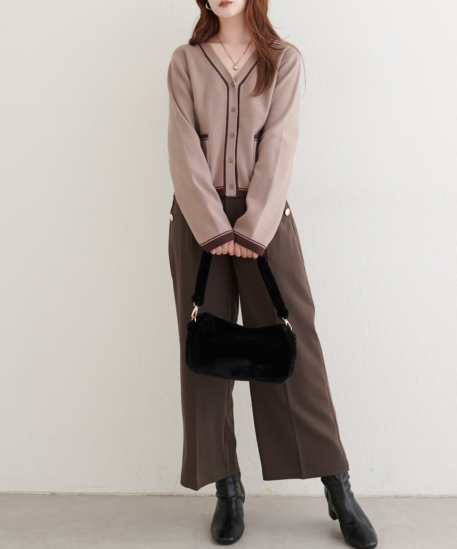 natural couture(ナチュラルクチュール) 【セットフェア対象】【パルクロ限定】配色ラインカーディガン