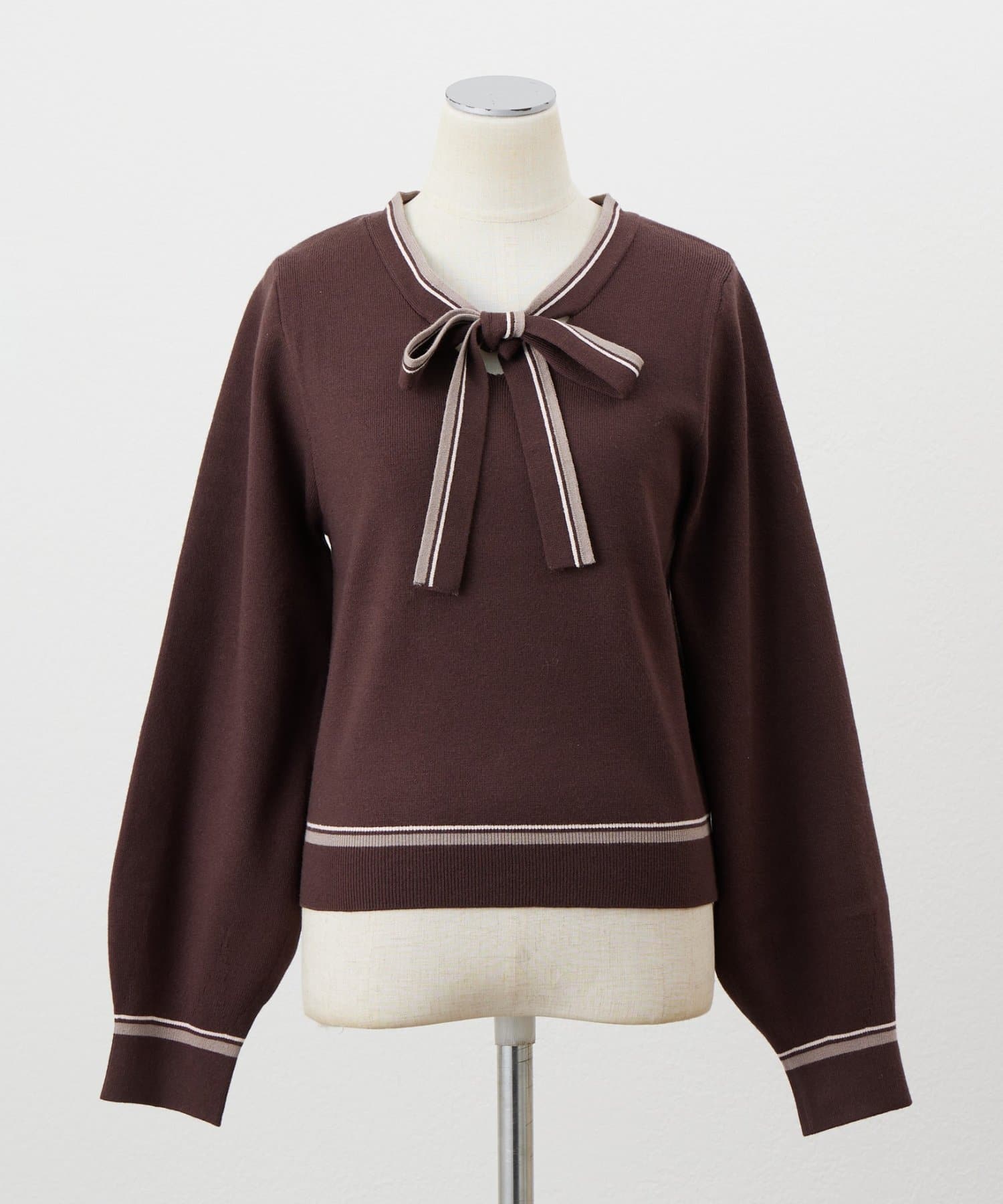 natural couture(ナチュラルクチュール) 【セットフェア対象】【パルクロ限定】配色ラインボウタイニット