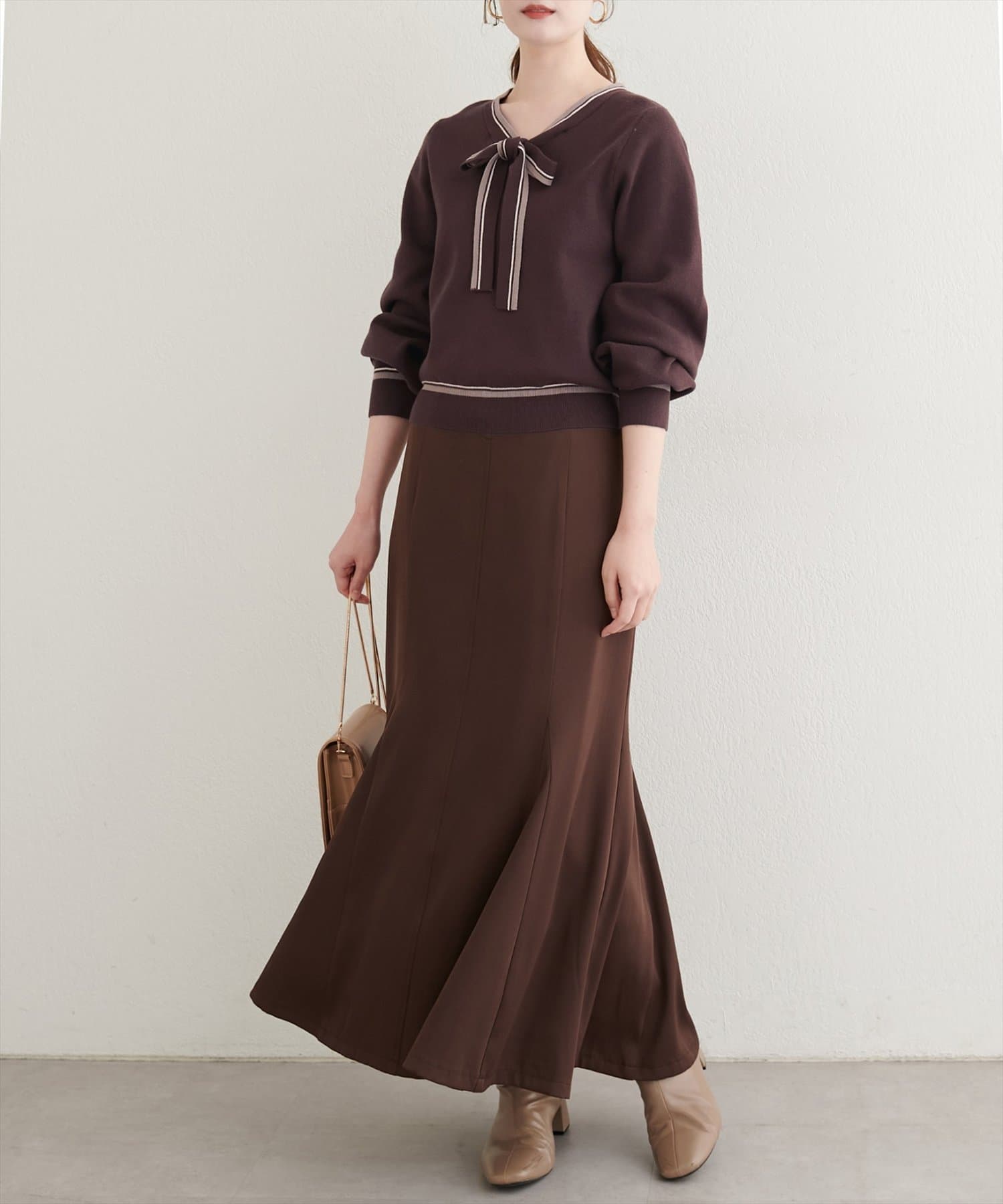 natural couture(ナチュラルクチュール) 【セットフェア対象】【パルクロ限定】配色ラインボウタイニット