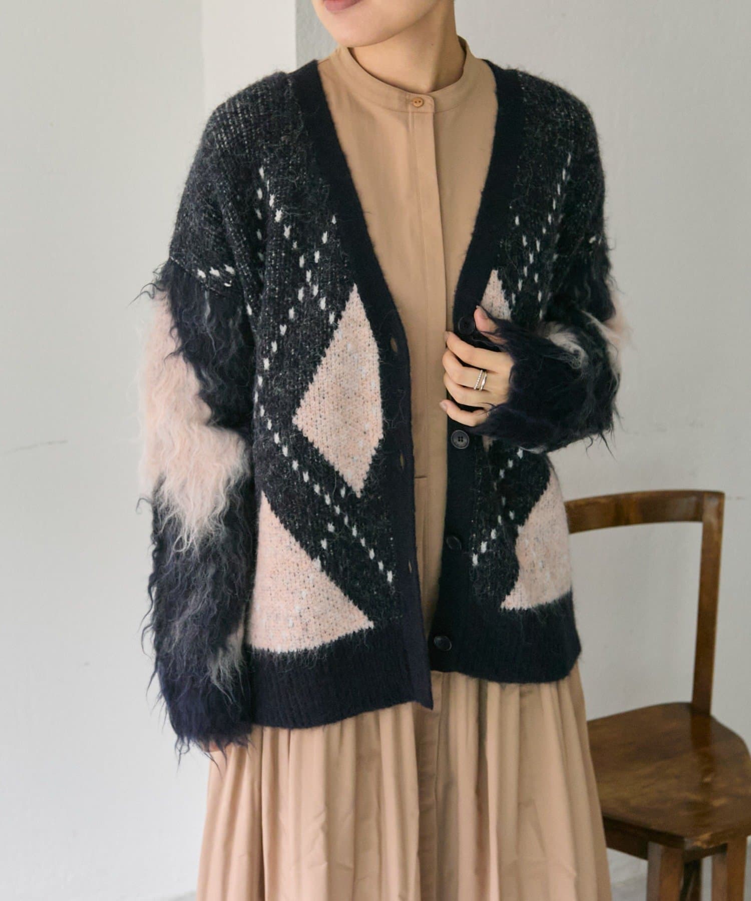 ear PAPILLONNER(イア パピヨネ) アーガイルニットカーディガン【SUM1 STYLE(スミスタイル)】