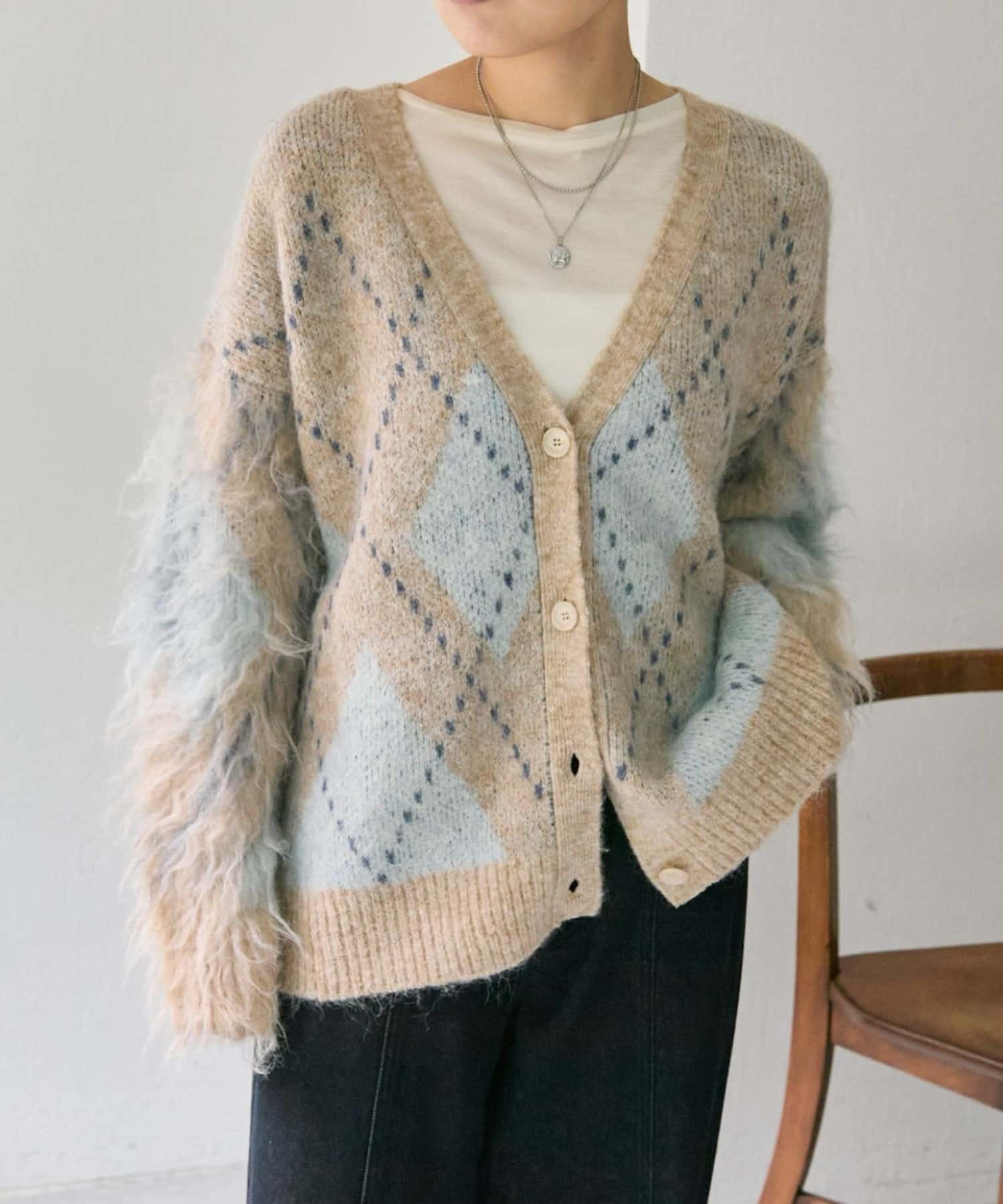 ear PAPILLONNER(イア パピヨネ) アーガイルニットカーディガン【SUM1 STYLE(スミスタイル)】