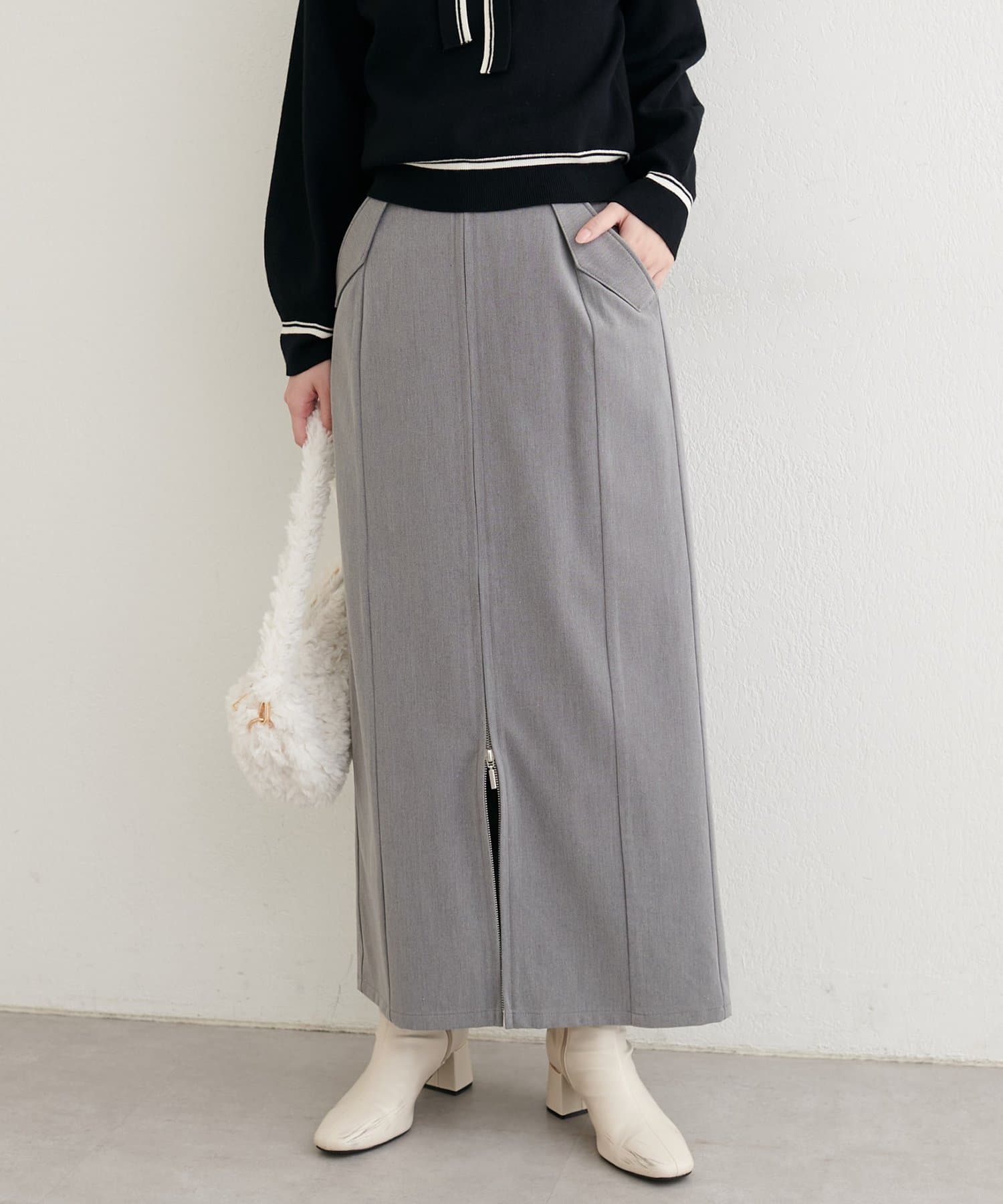 natural couture(ナチュラルクチュール) 【セットフェア対象】【パルクロ限定】フラップポケットジップスカート