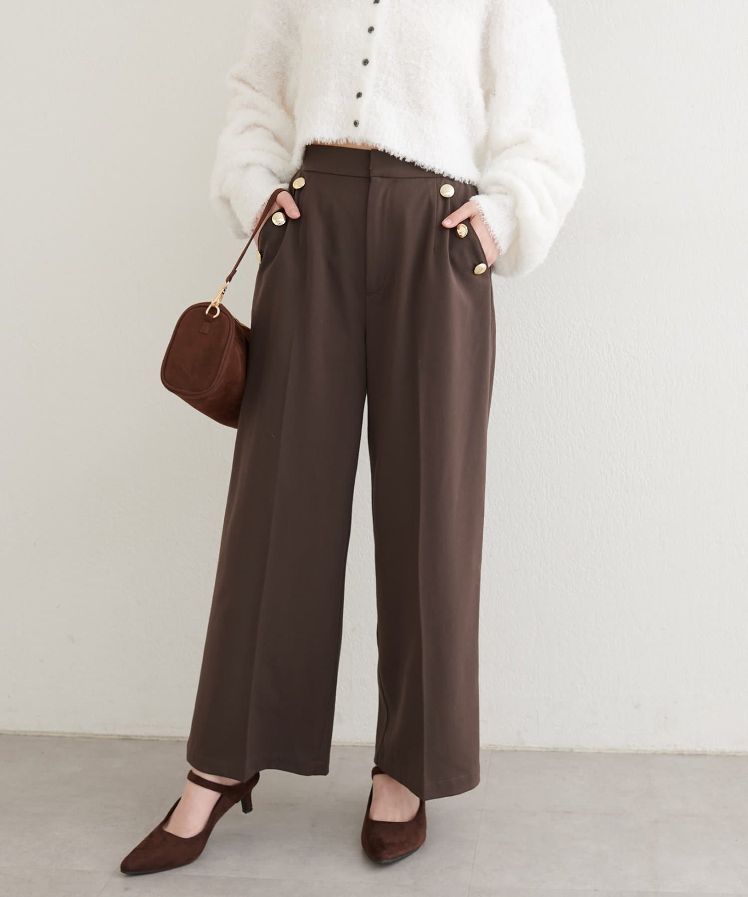 natural couture(ナチュラルクチュール) 【セットフェア対象】【パルクロ限定】サイドボタンパンツ