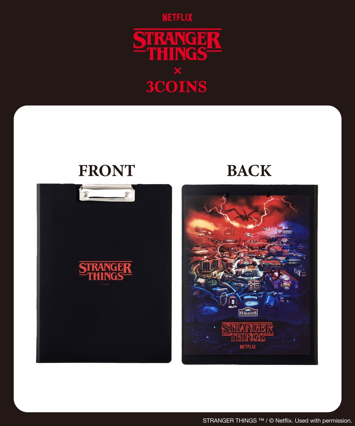 3COINS(スリーコインズ) クリップボードファイル／STRANGER THINGS