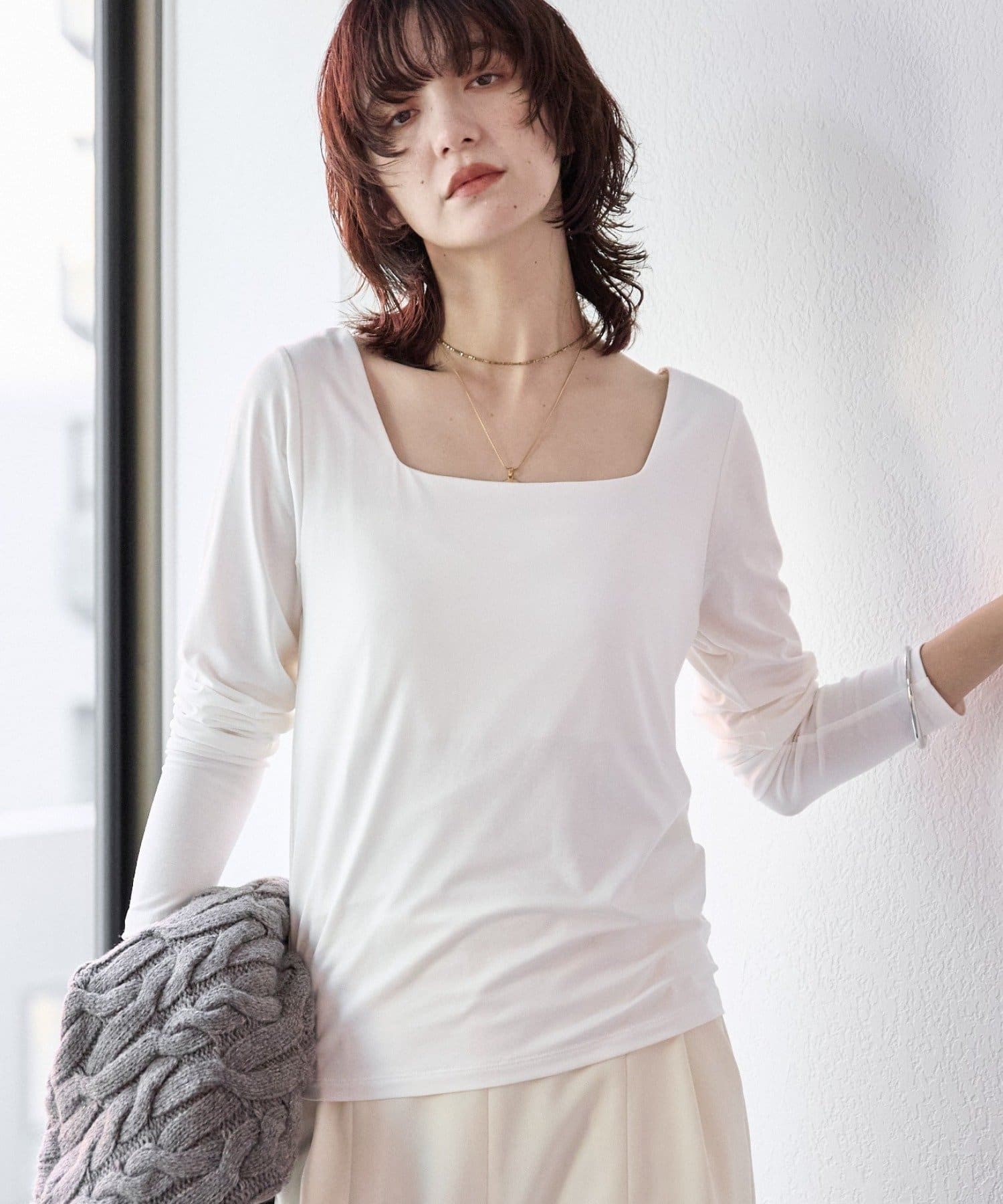 RIVE DROITE(リヴドロワ) 予約【ニットのインナーにも】スクエアネックカットソー