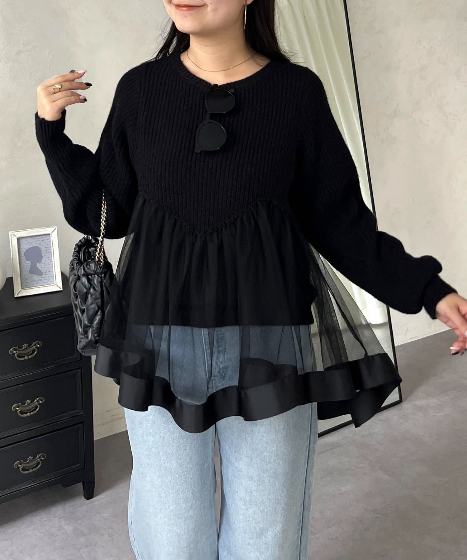 prose verse(プロズヴェール) ウェーブラインチュールレイヤードニット