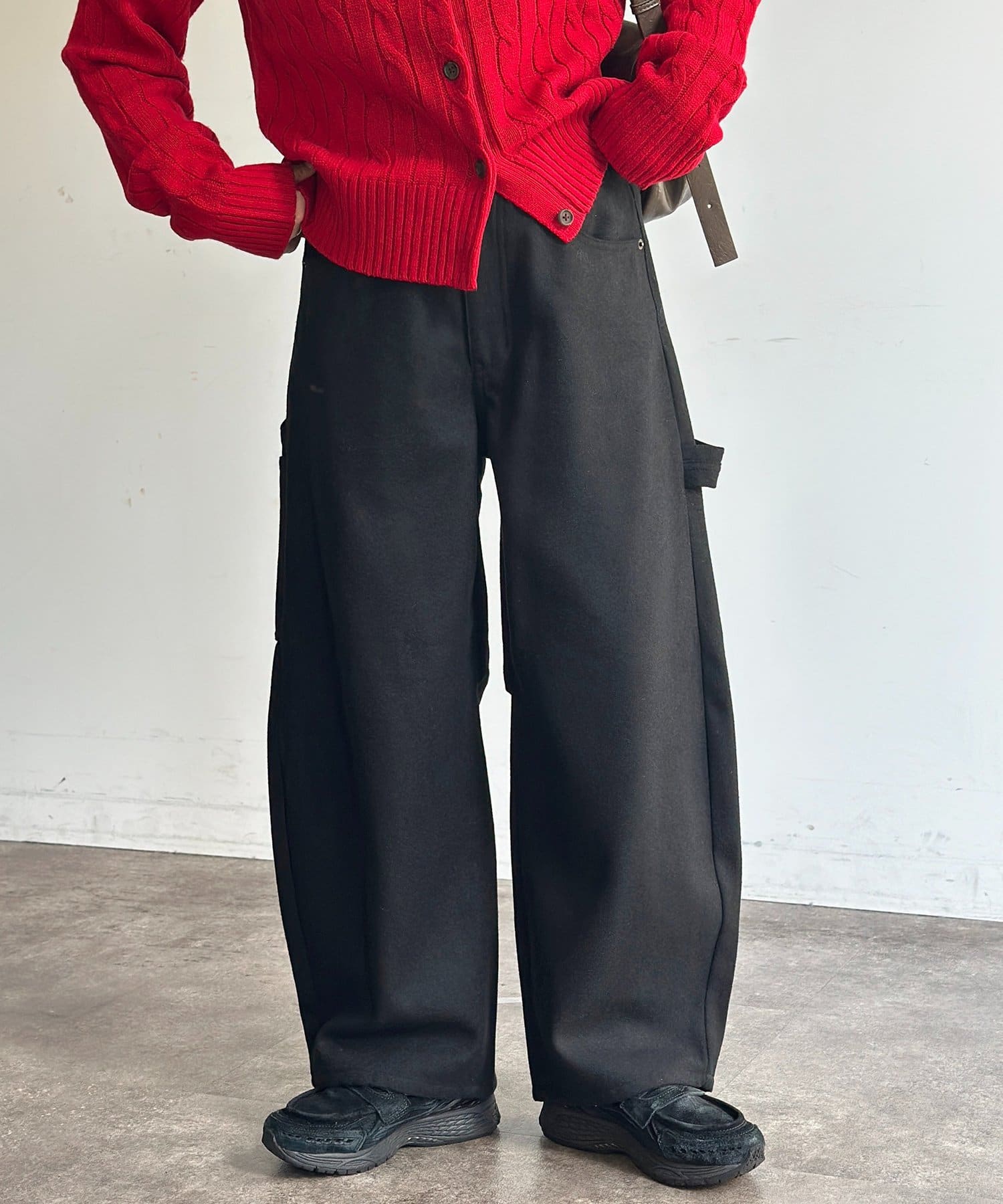 CPCM(シーピーシーエム) フェイクウールカーブペインターパンツ