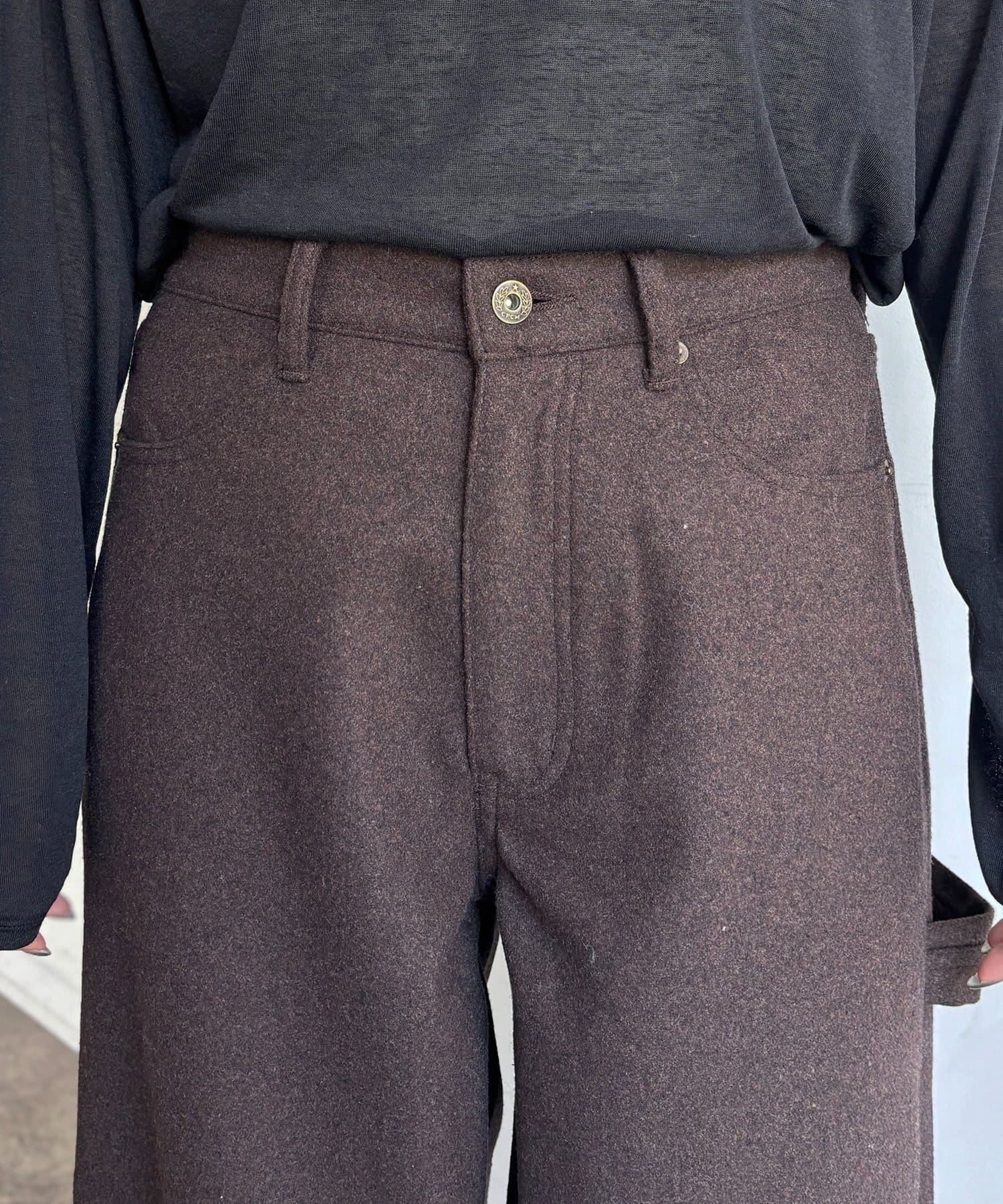 CPCM(シーピーシーエム) フェイクウールカーブペインターパンツ