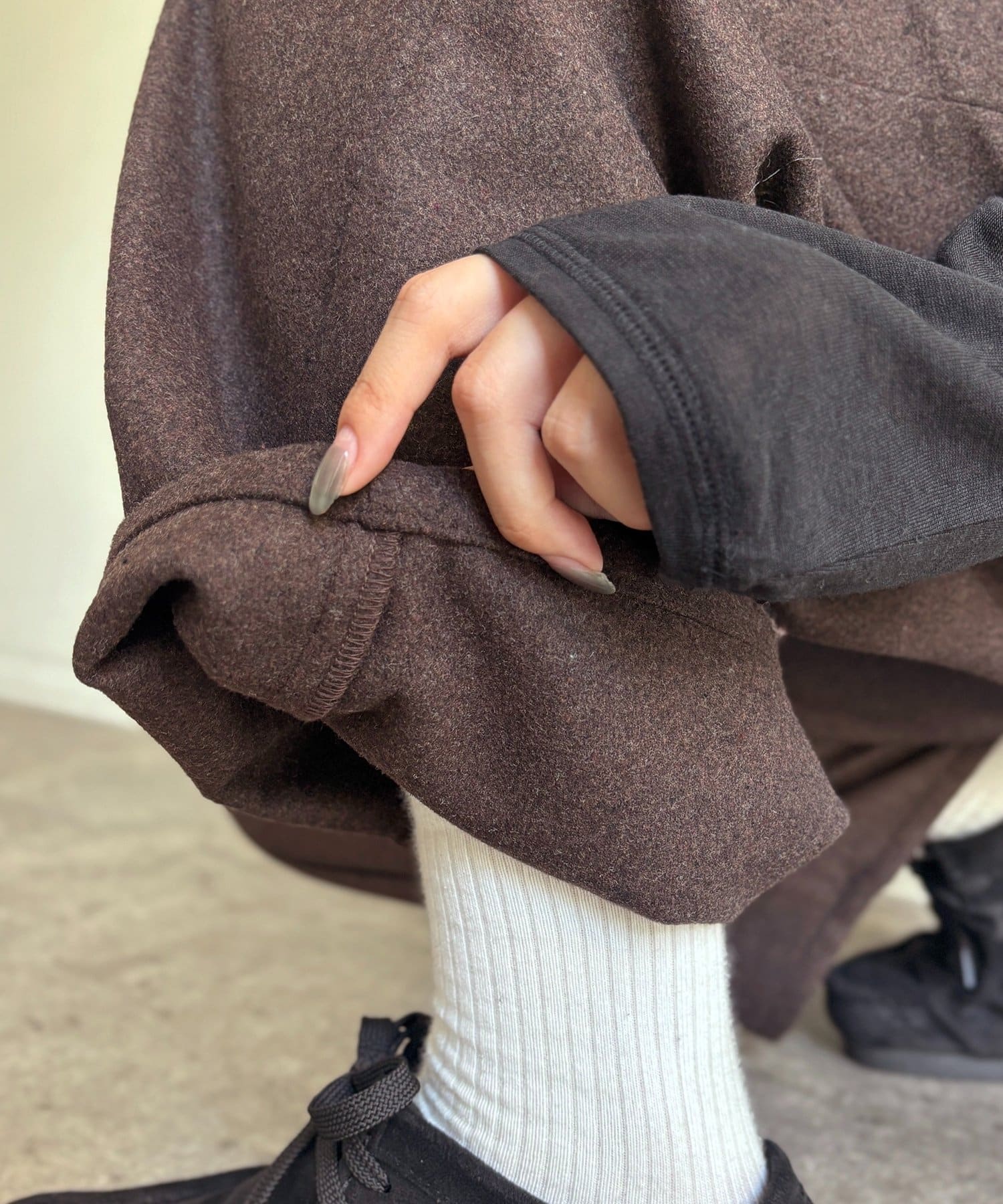 CPCM(シーピーシーエム) フェイクウールカーブペインターパンツ