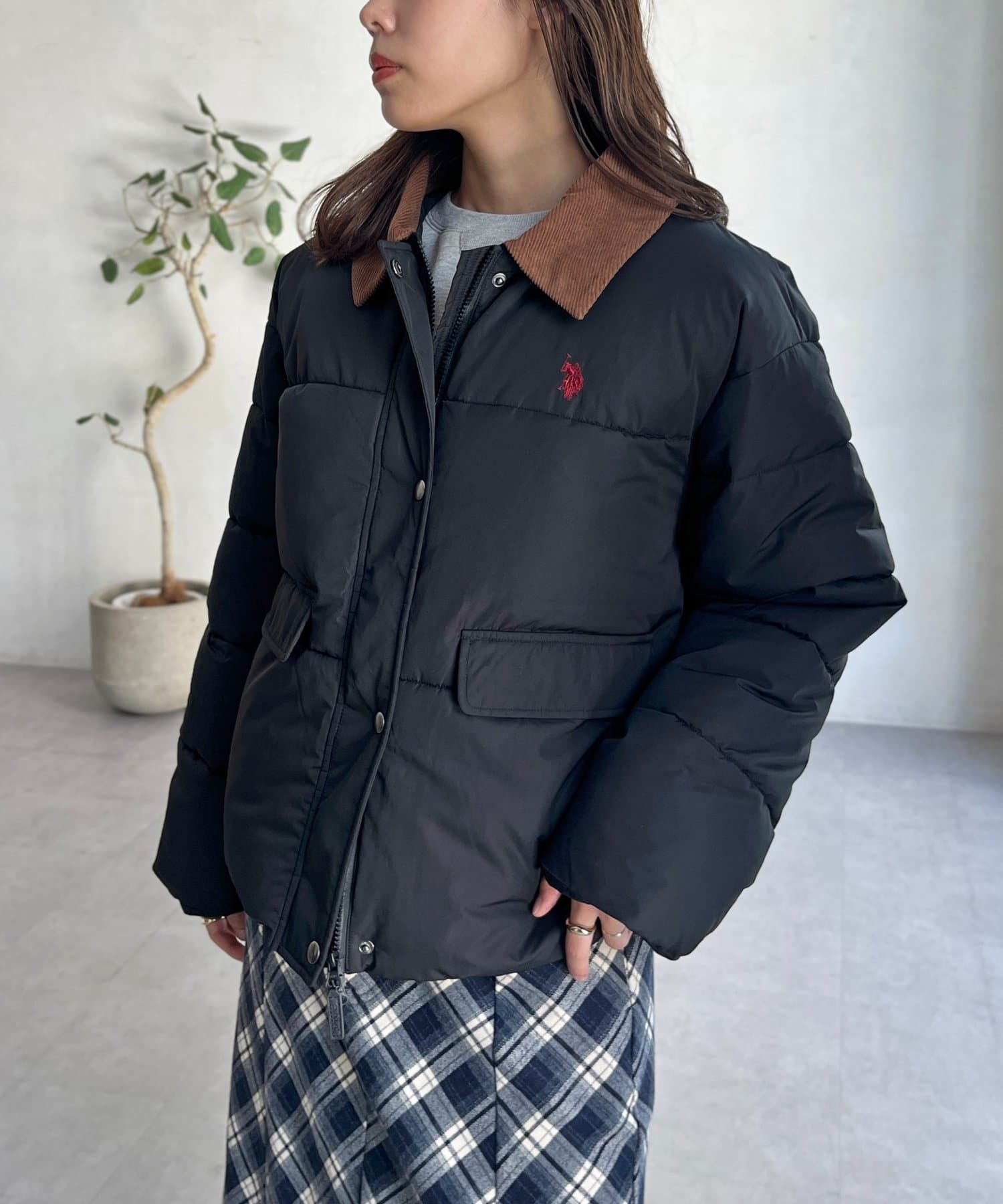 CPCM(シーピーシーエム) 【U.S. POLO ASSN.】襟コーデュロイ撥水中綿ジャケット