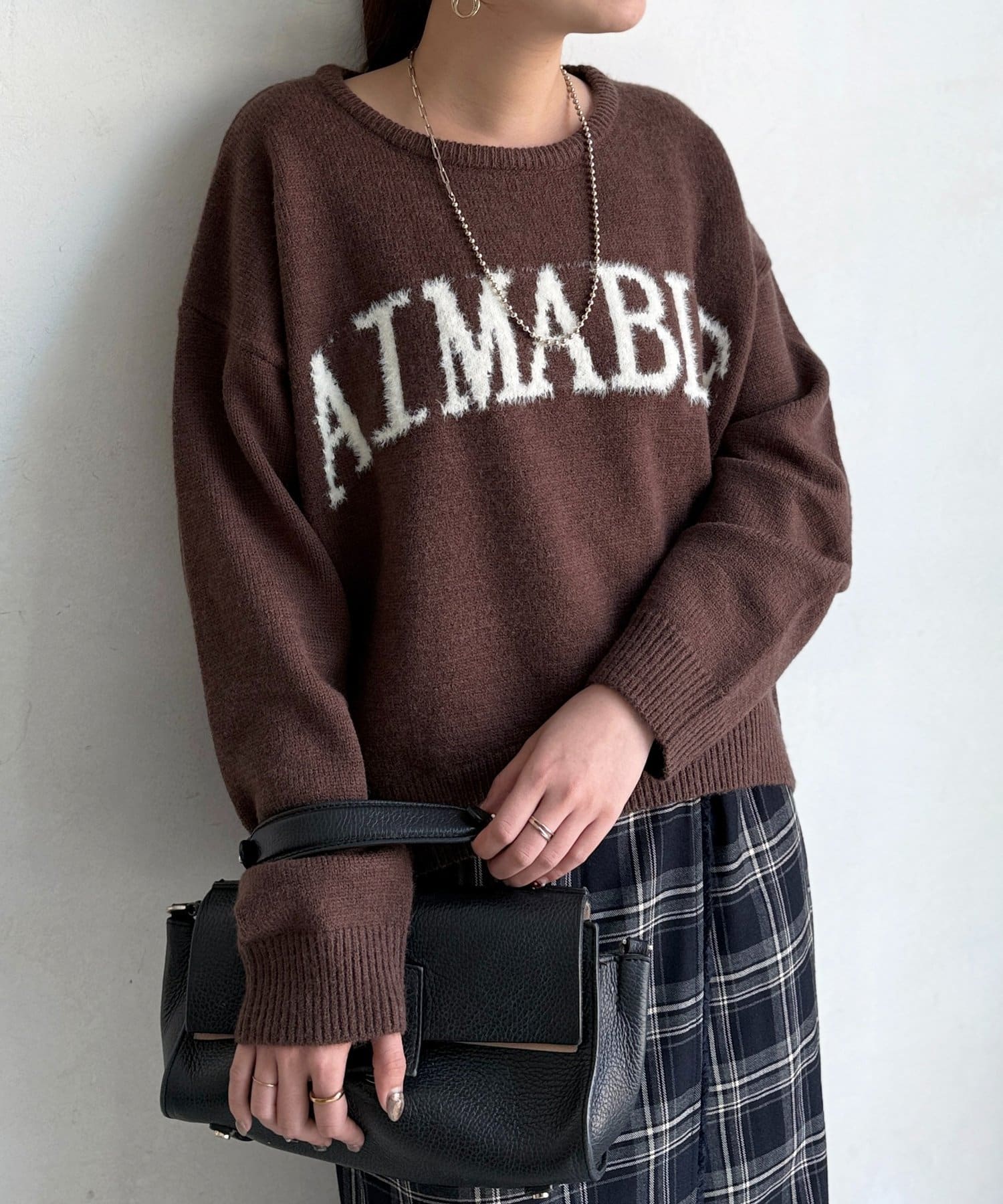 Chez toi(シェトワ) シャギーロゴニットプルオーバー