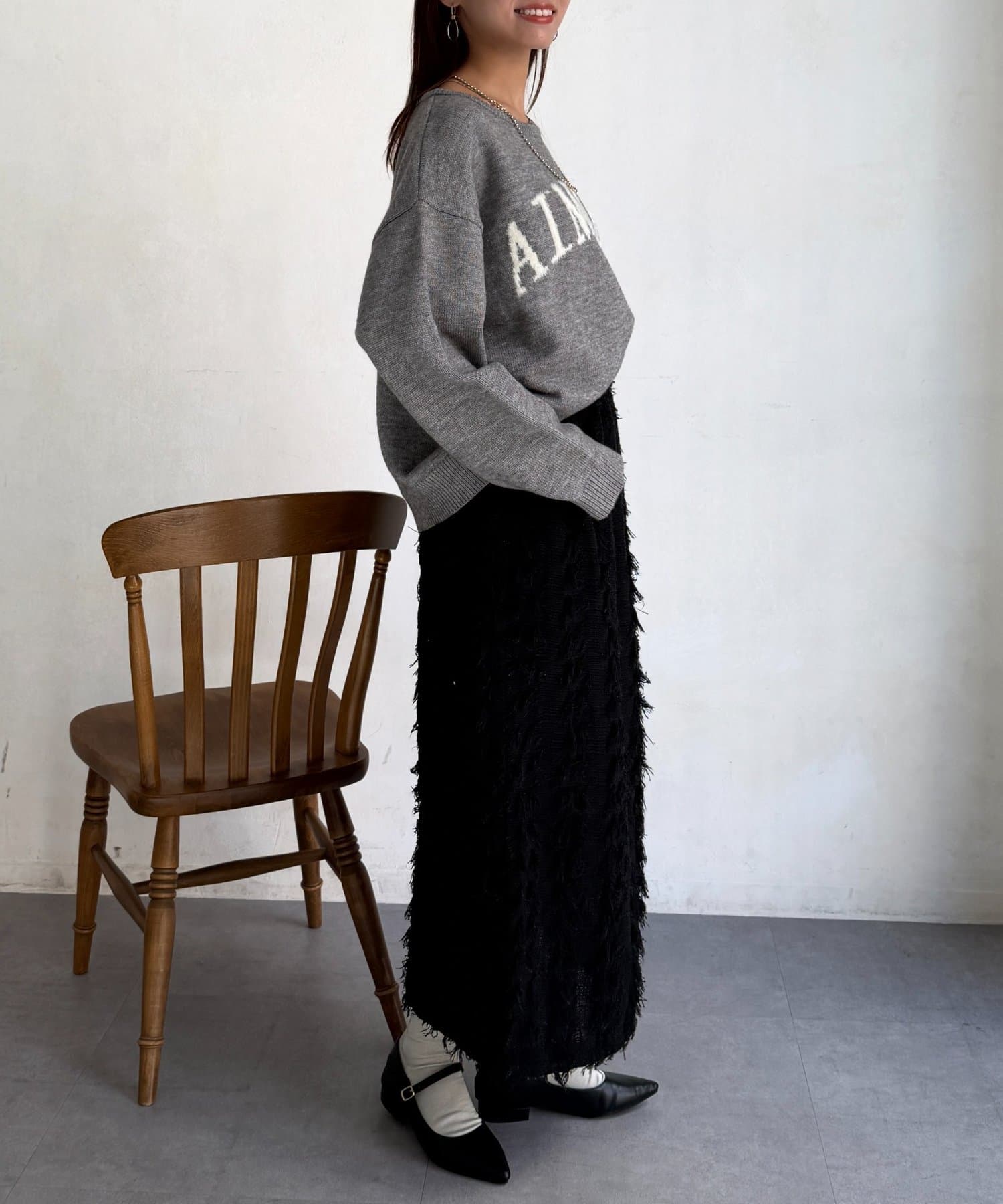 Chez toi(シェトワ) シャギーロゴニットプルオーバー