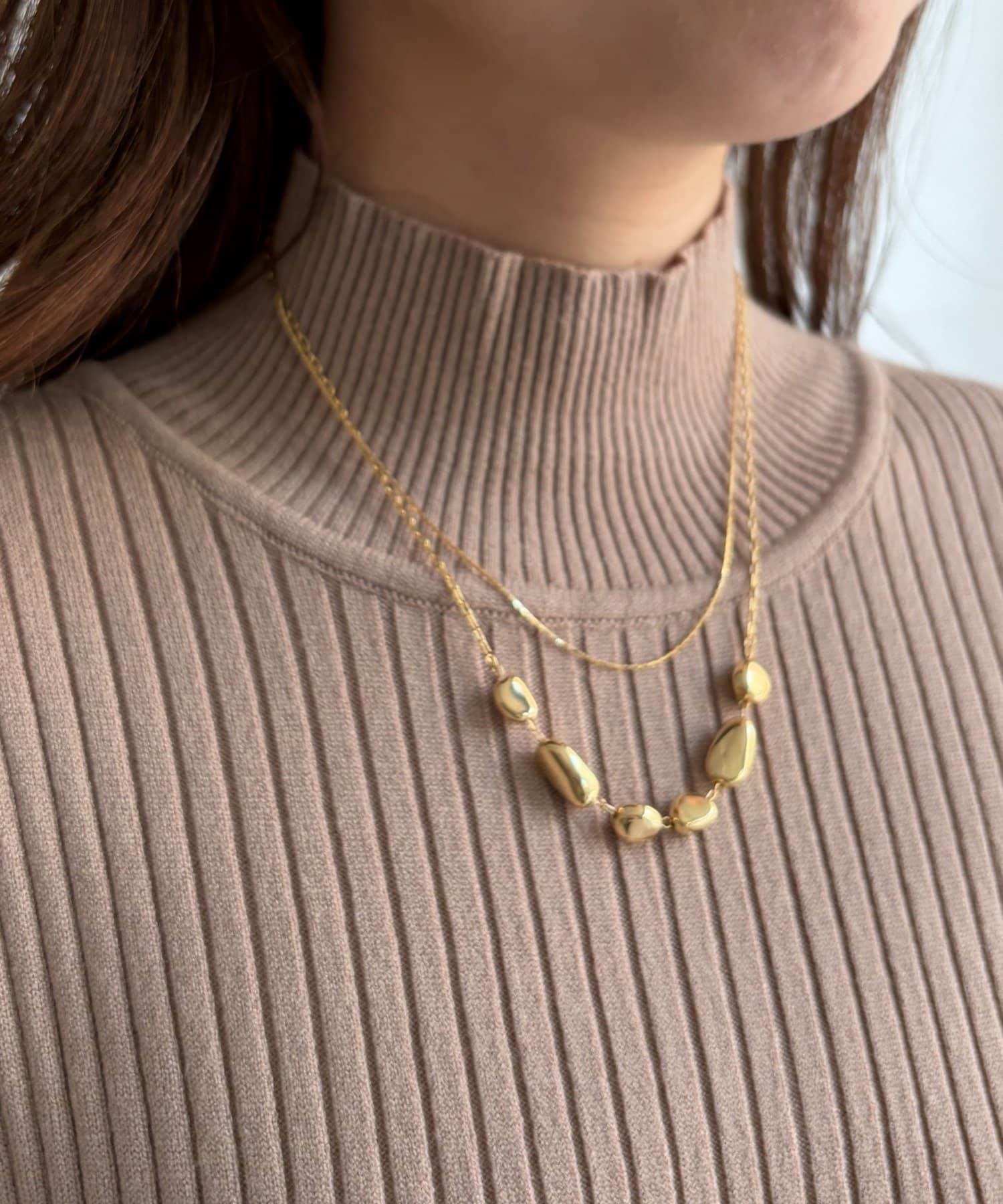 Chez toi(シェトワ) 2連大小ぷっくりネックレス