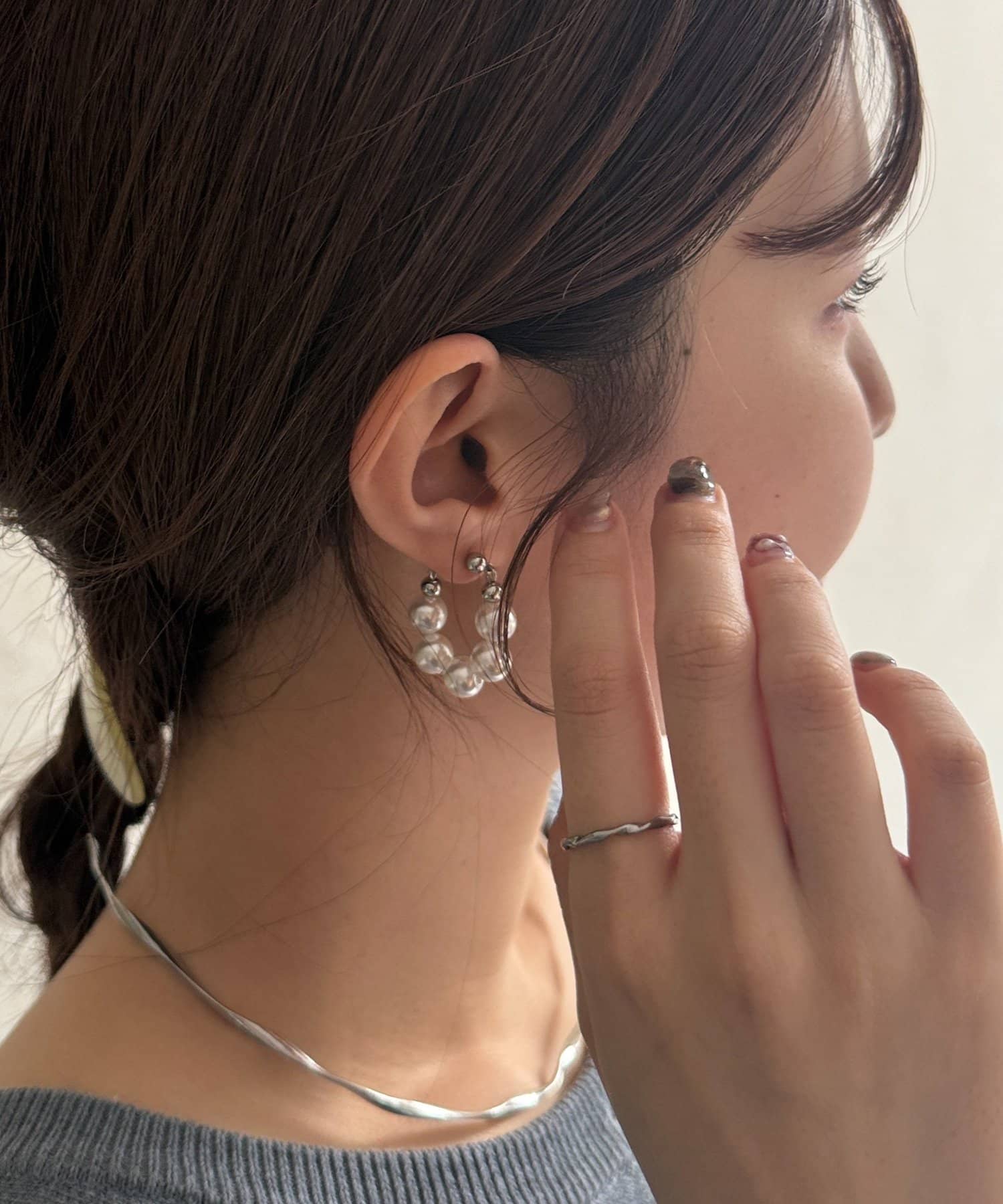 Chez toi(シェトワ) フープ小パールピアス