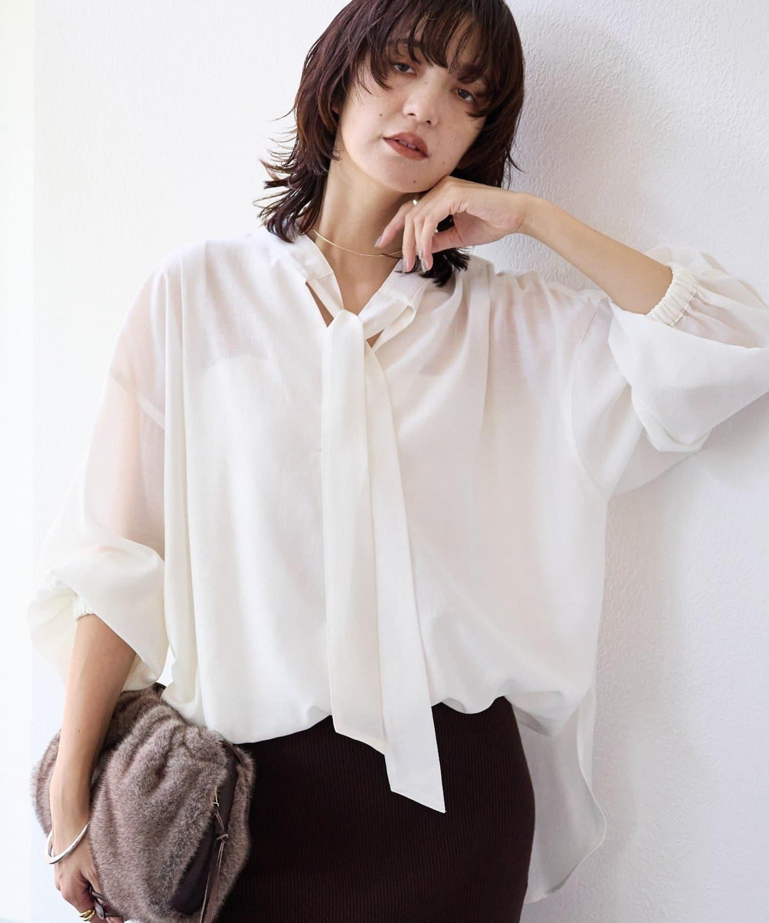 RIVE DROITE(リヴドロワ) 予約【オンオフ使える】ナロータイブラウス