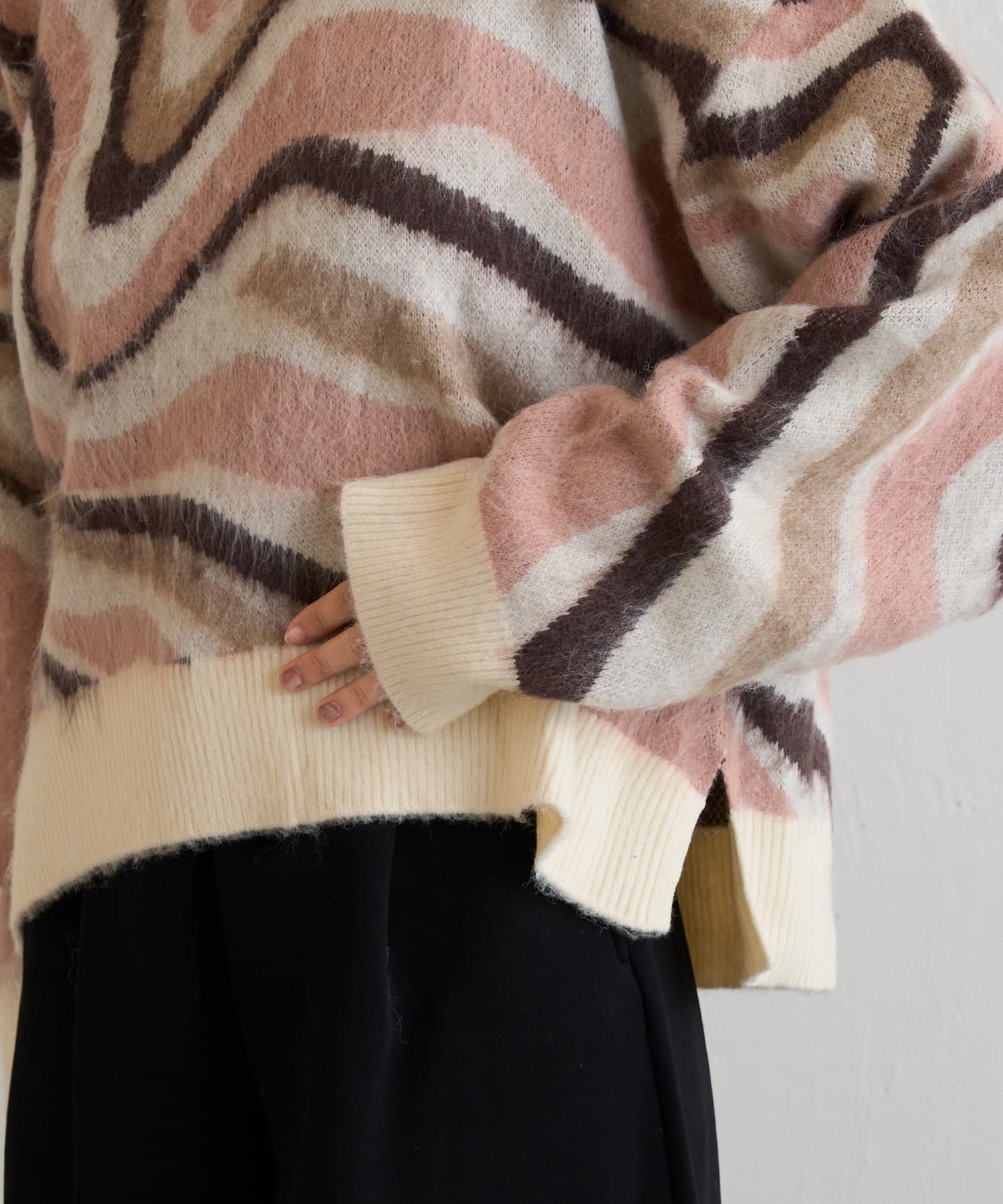 -goocy-(グーシー) 【一着で決まる】起毛マーブル柄ニット