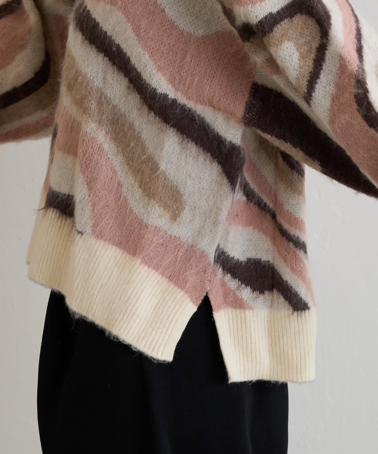 -goocy-(グーシー) 【一着で決まる】起毛マーブル柄ニット