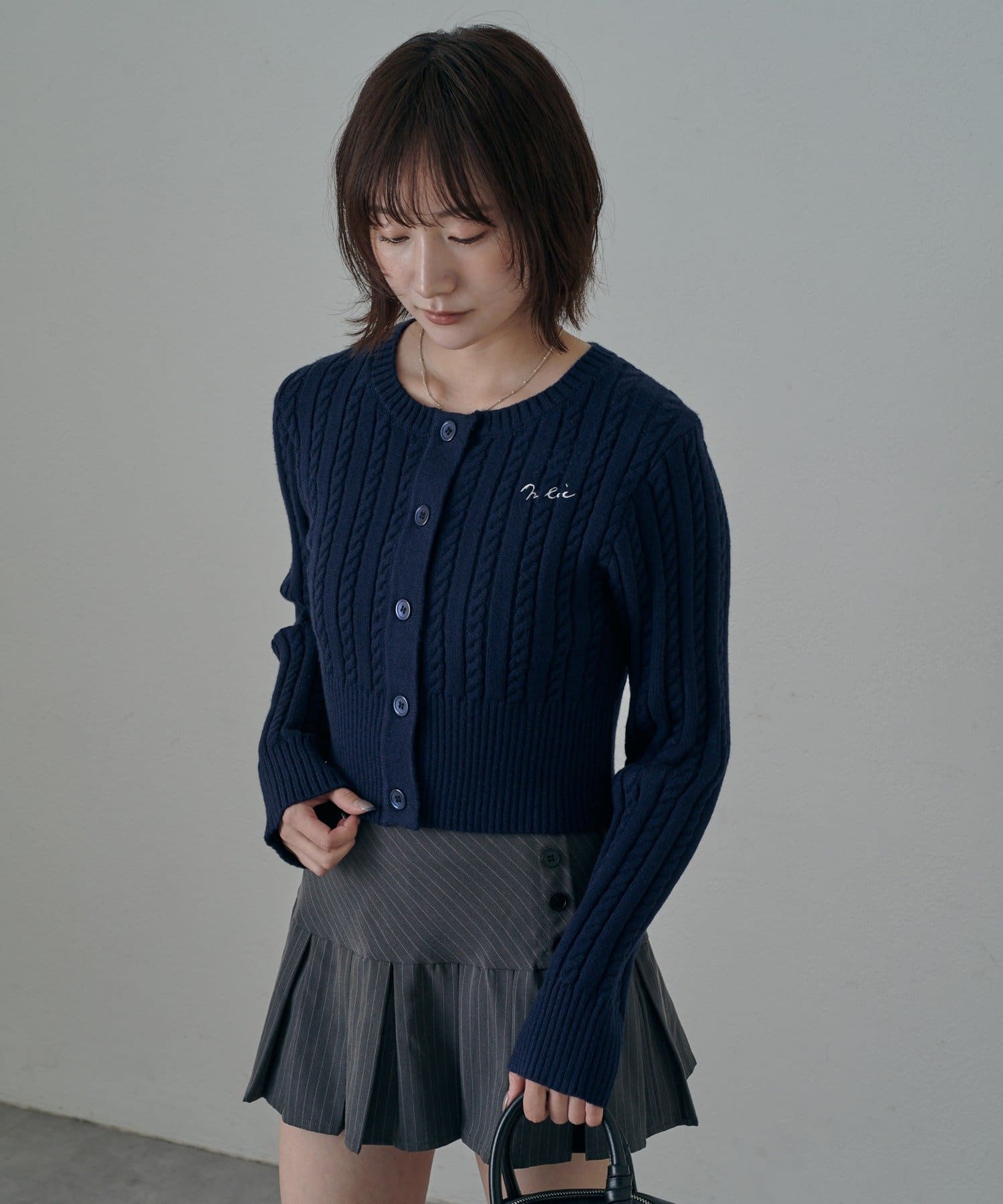 mline(エムライン) [mline]ケーブルロゴ ショートカーディガン